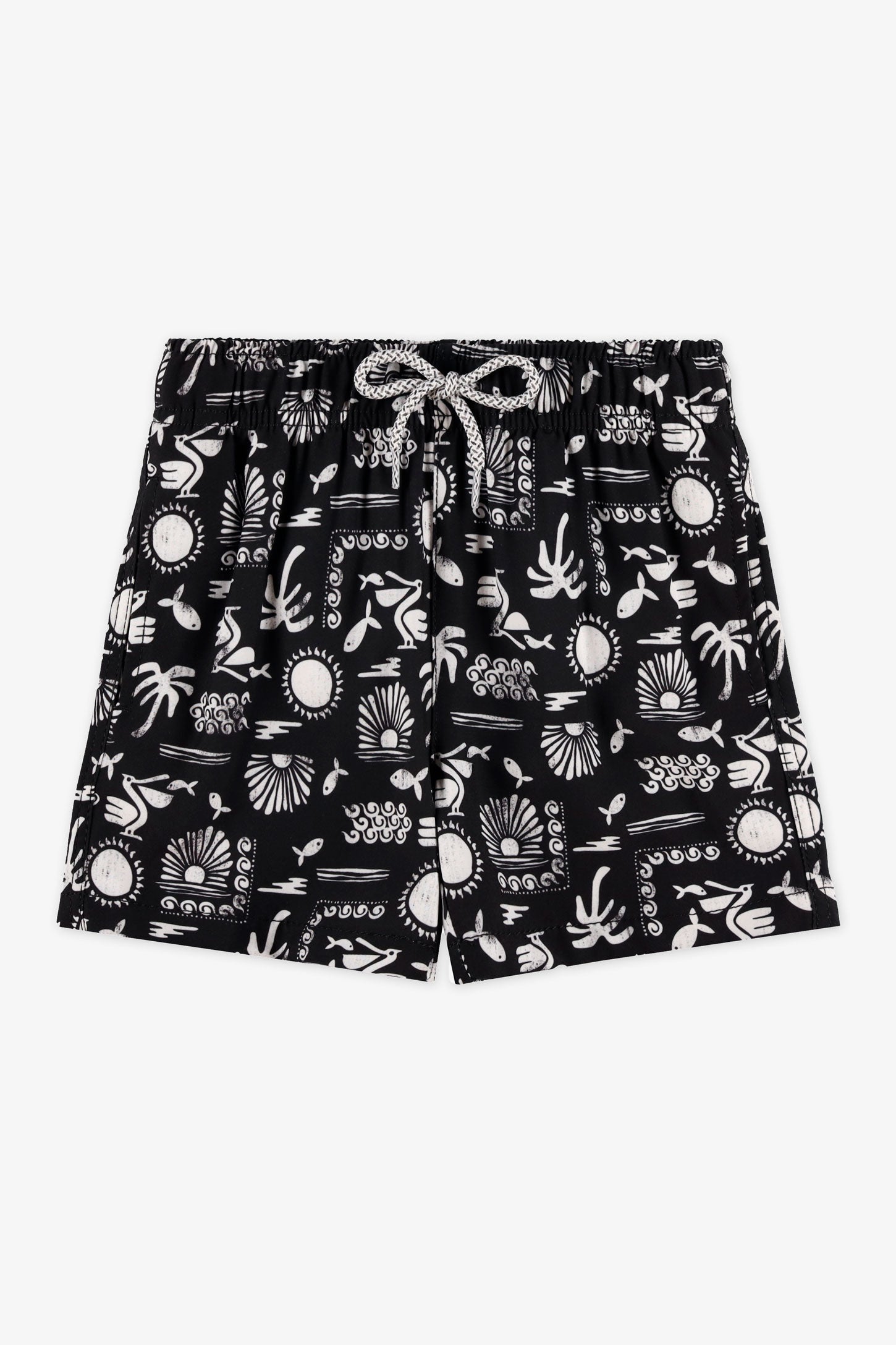 Maillot de bain short élastique - Enfant garçon && BLANC MULTI