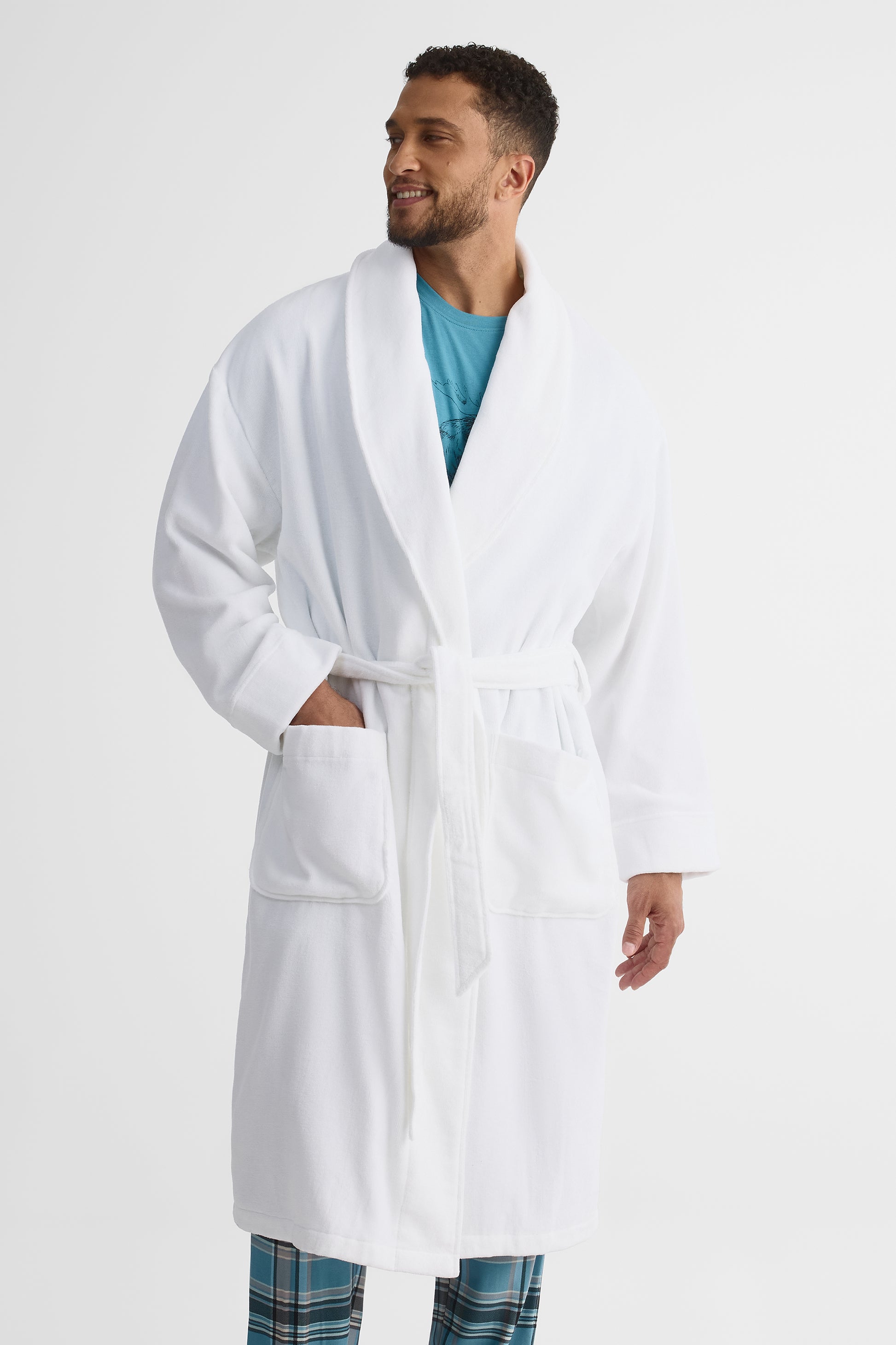 Robe de chambre en velours - Homme && BLANC