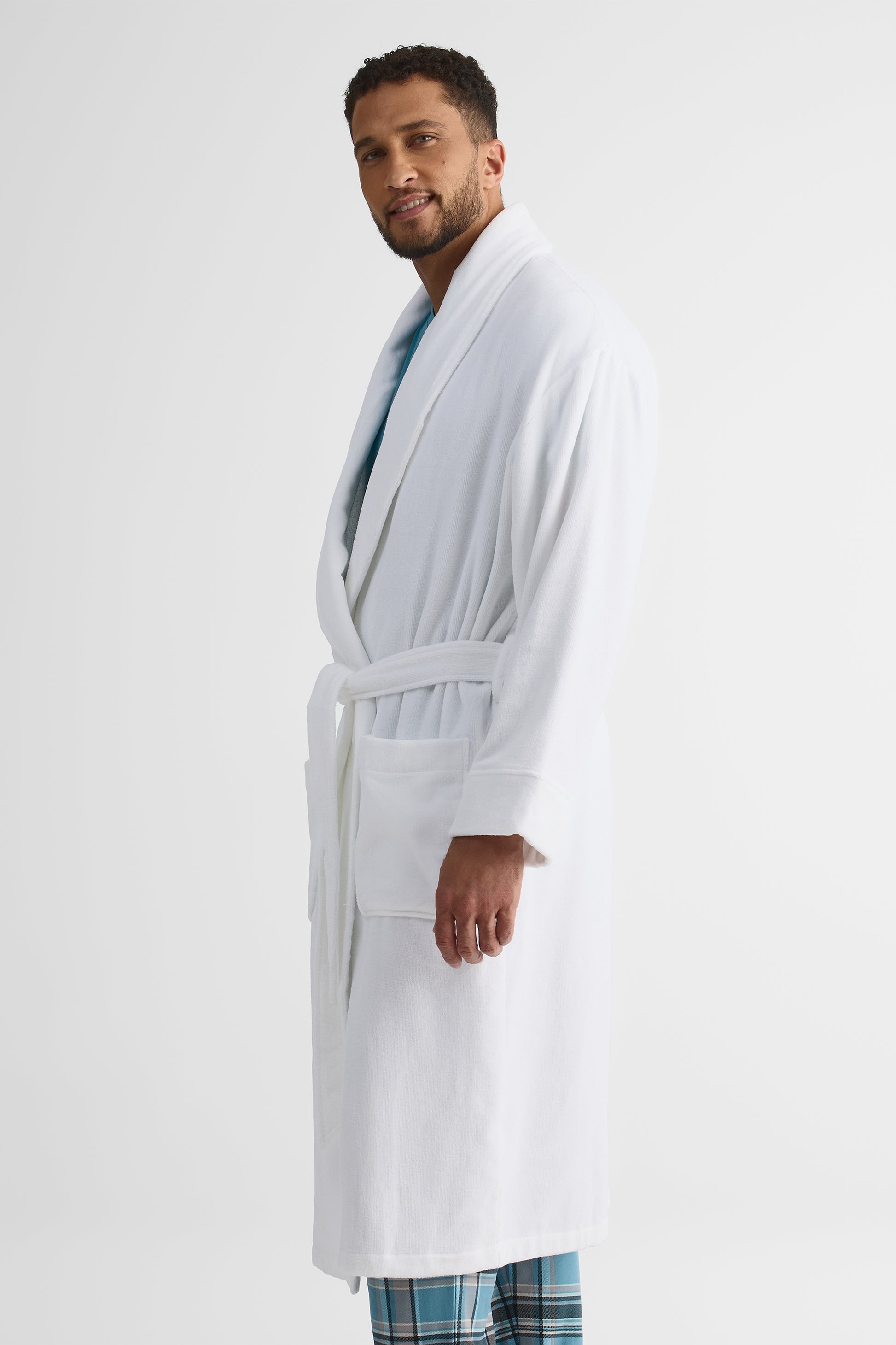 Robe de chambre en velours - Homme && BLANC