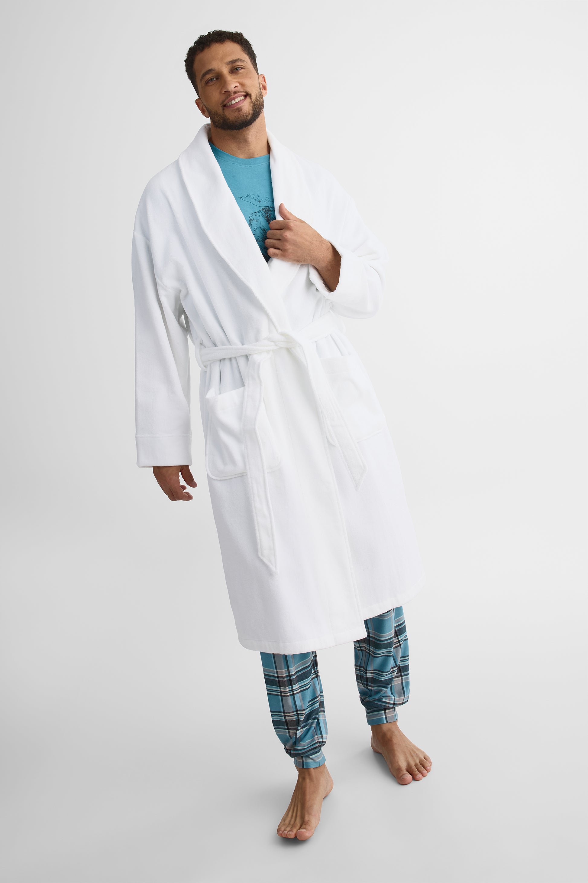Robe de chambre en velours - Homme && BLANC
