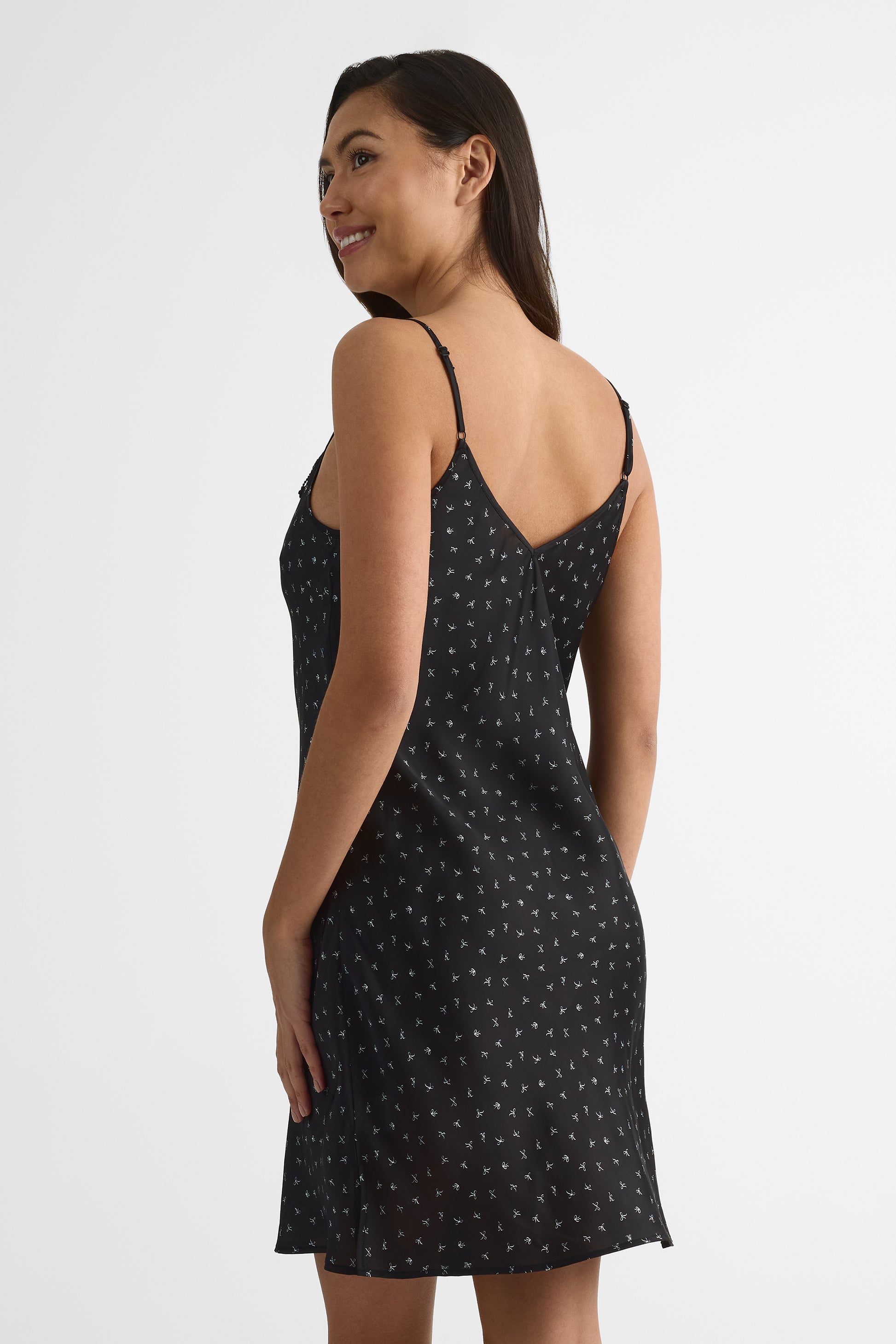 Nuisette en satin à pois – Femme && NOIR/MULTI