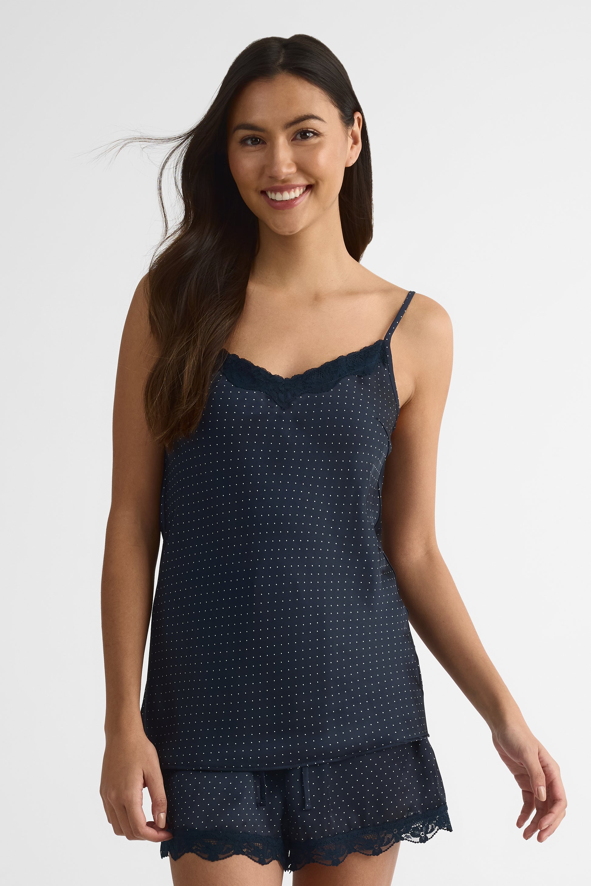 Camisole satin à bretelles dentelle – Femme && MARIN/MULTI