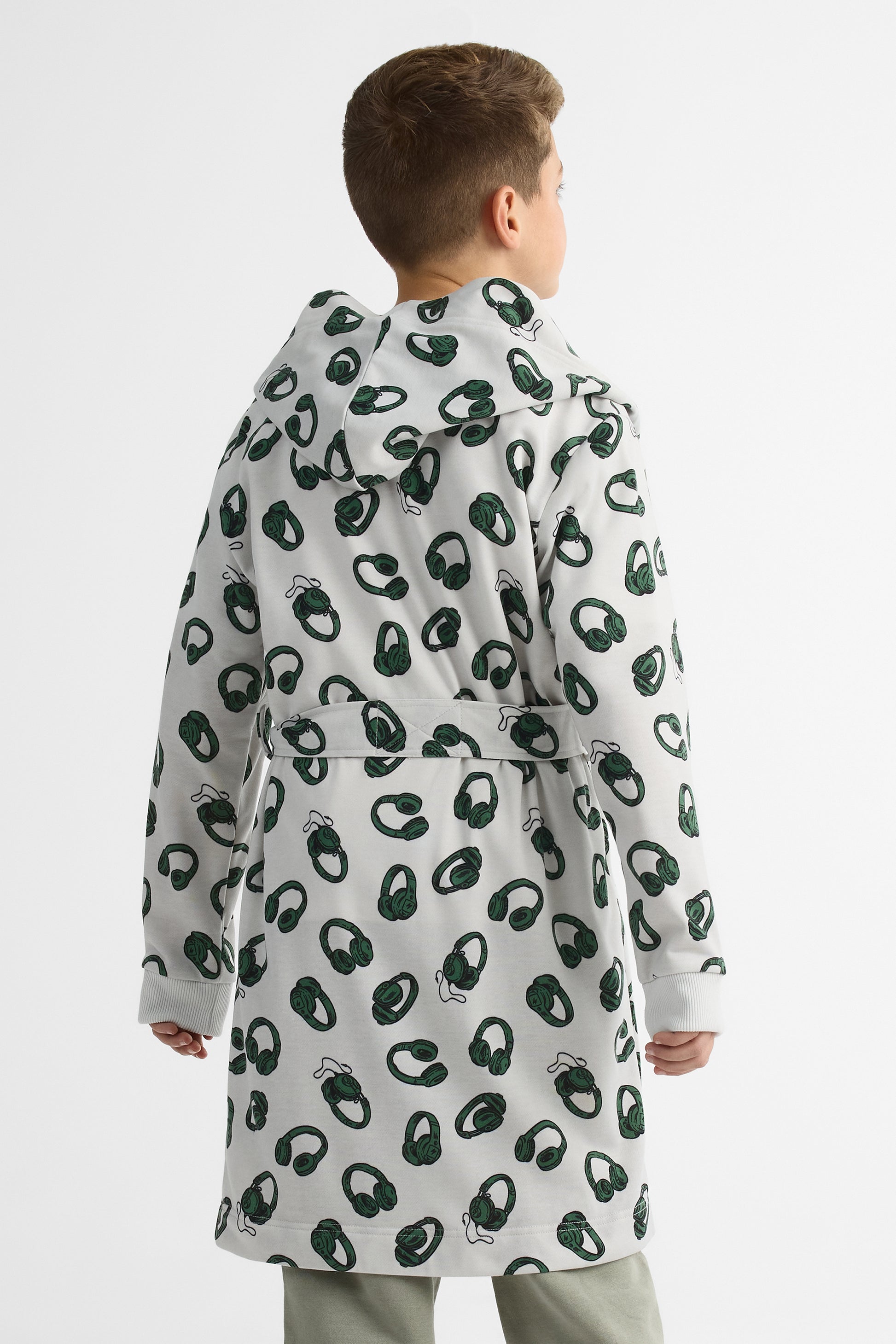 Robe de chambre en polaire avec capuchon - Ado garçon && GRIS MULTI