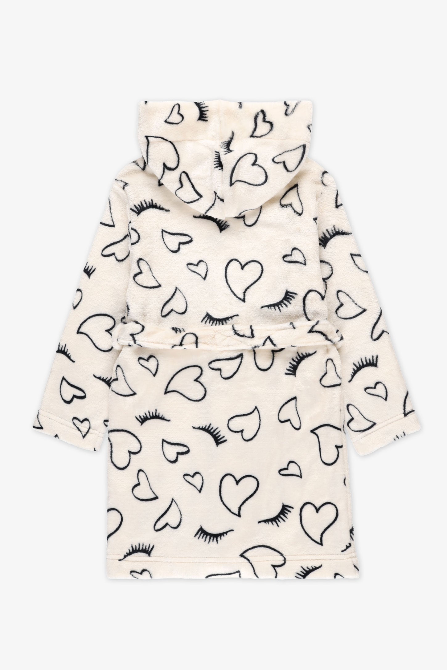 Robe de chambre en plush avec capuchon - Enfant fille && BEIGE/MULTI