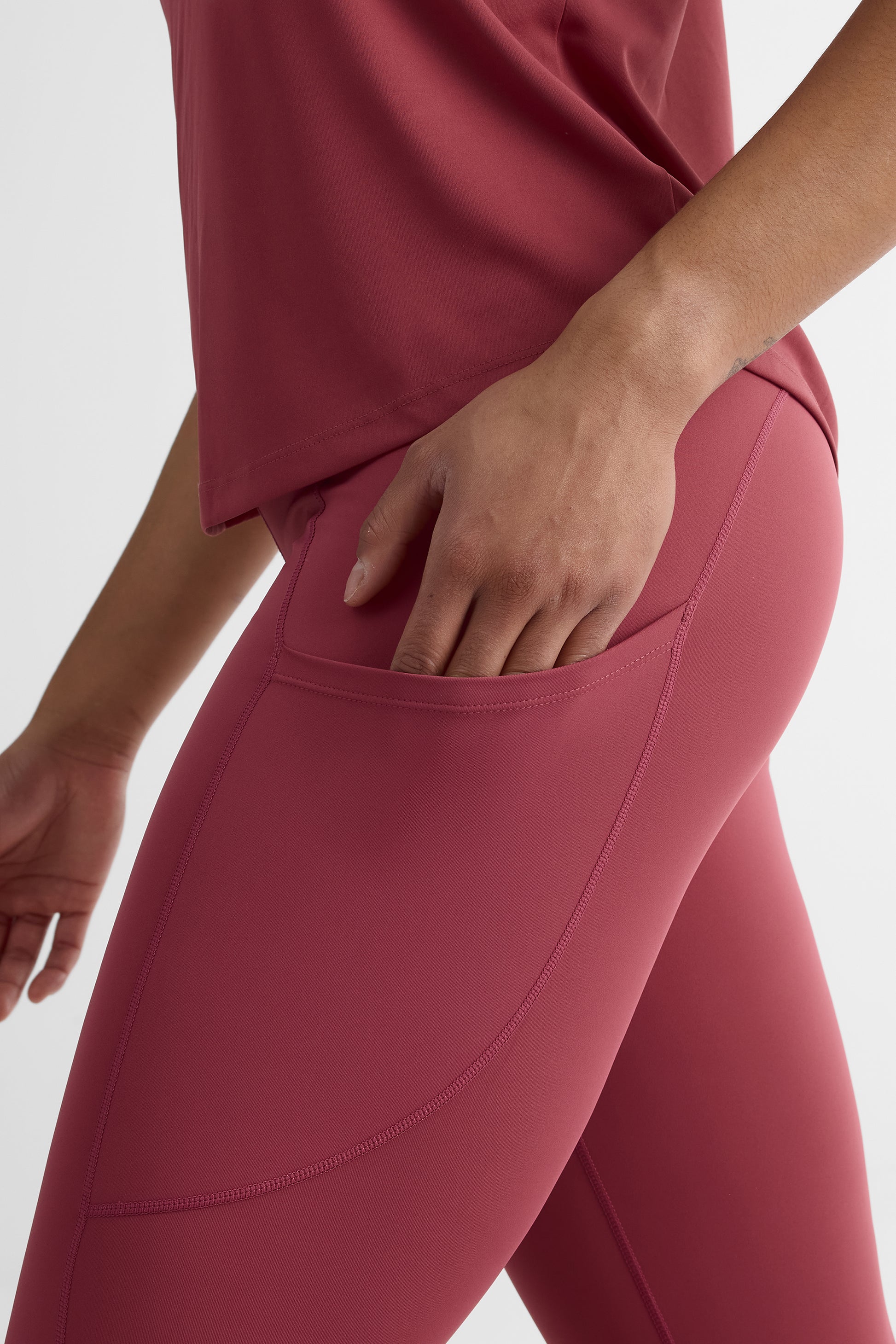 Legging taille haute avec poches – Femme && BOURGOGNE