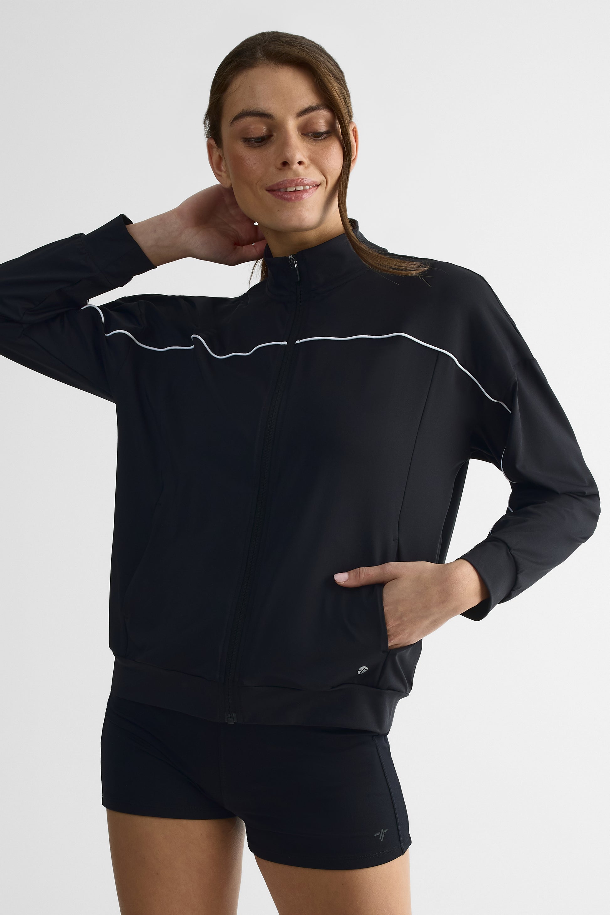 Veste légère à zip, manches longues – Femme && NOIR