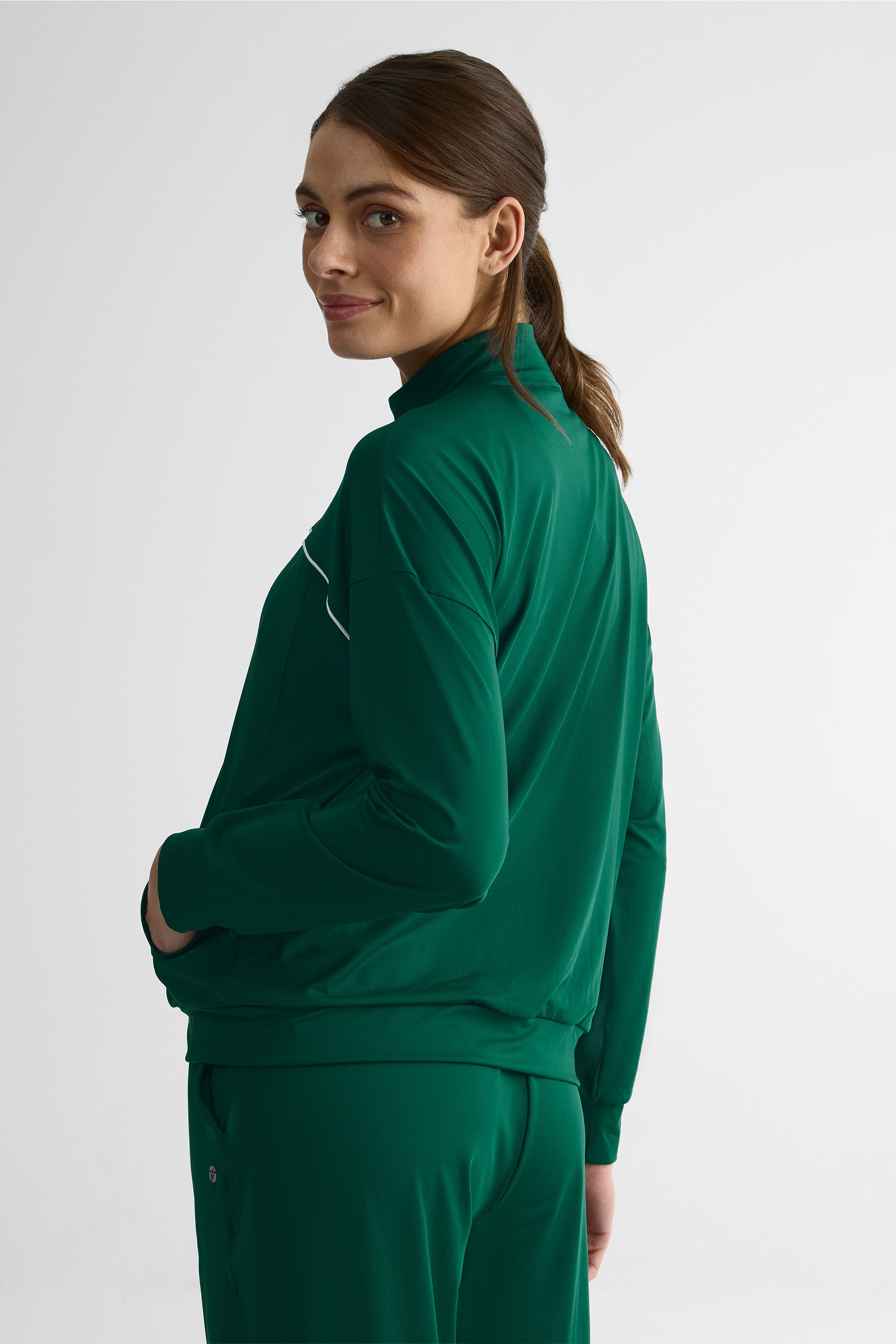 Veste légère à zip, manches longues – Femme && VERT