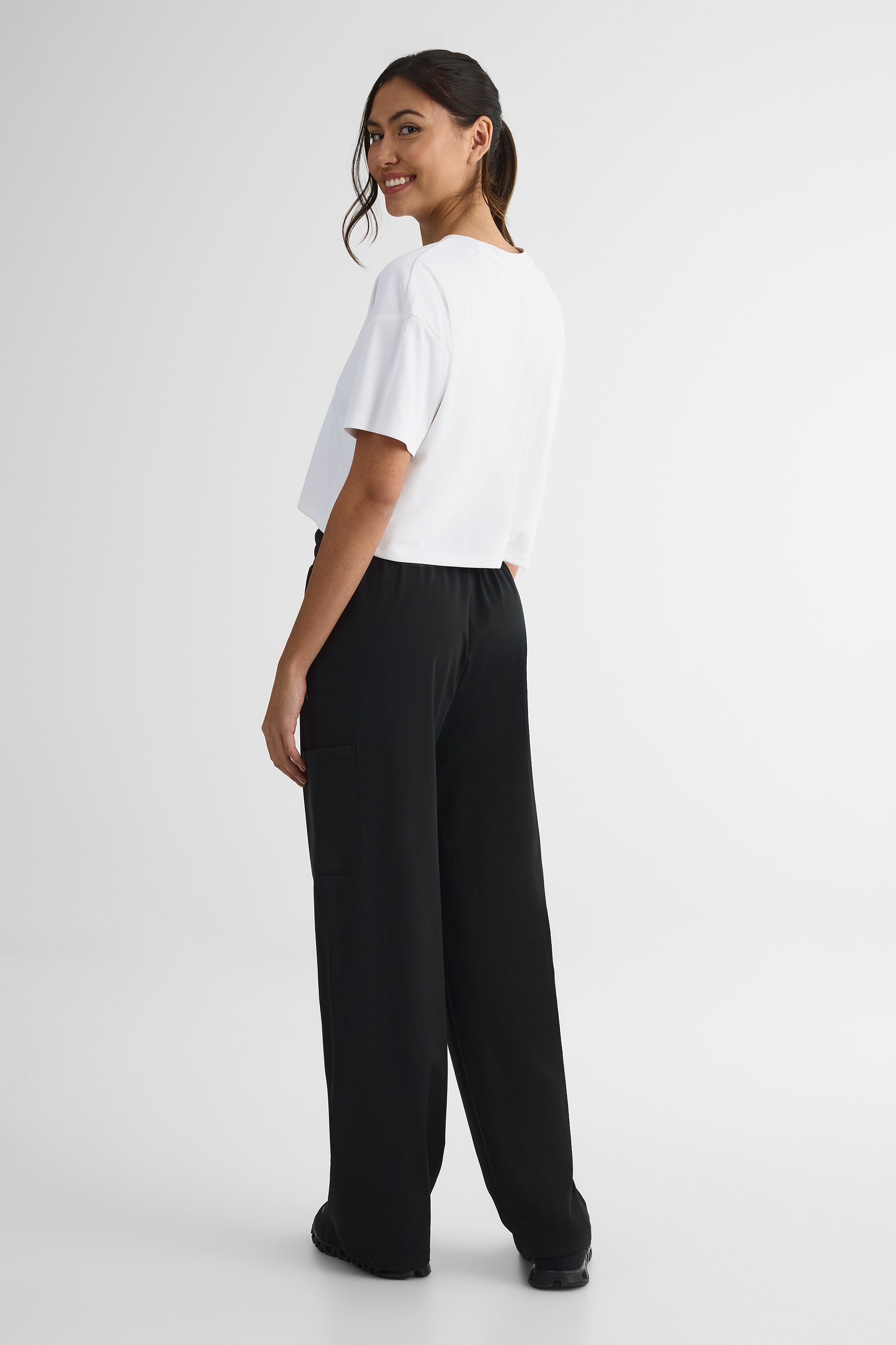 Pantalon wide legs élastique - Ado garçon && NOIR