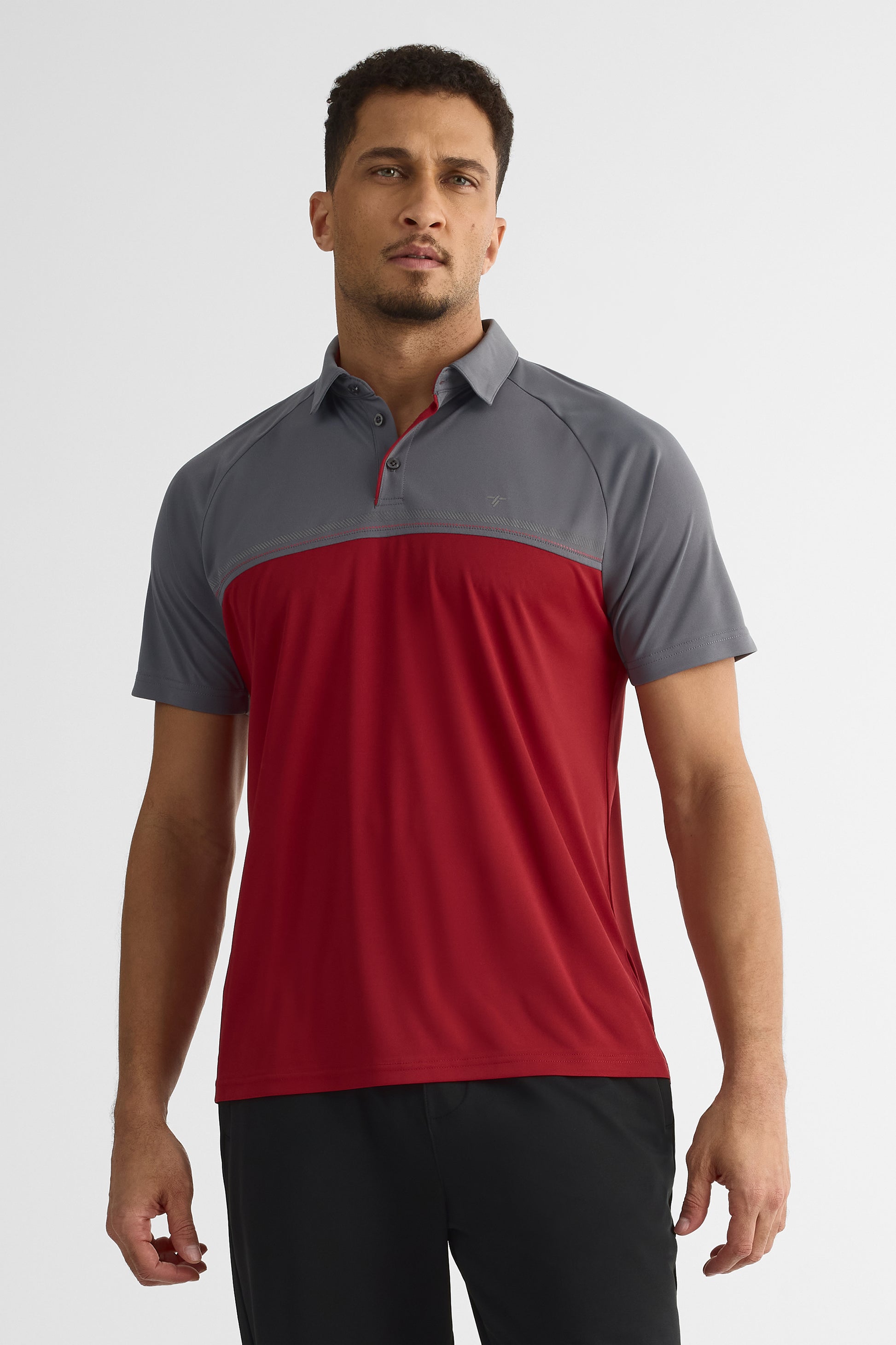 Chandail polo M/courtes color block – Homme && ROUGE