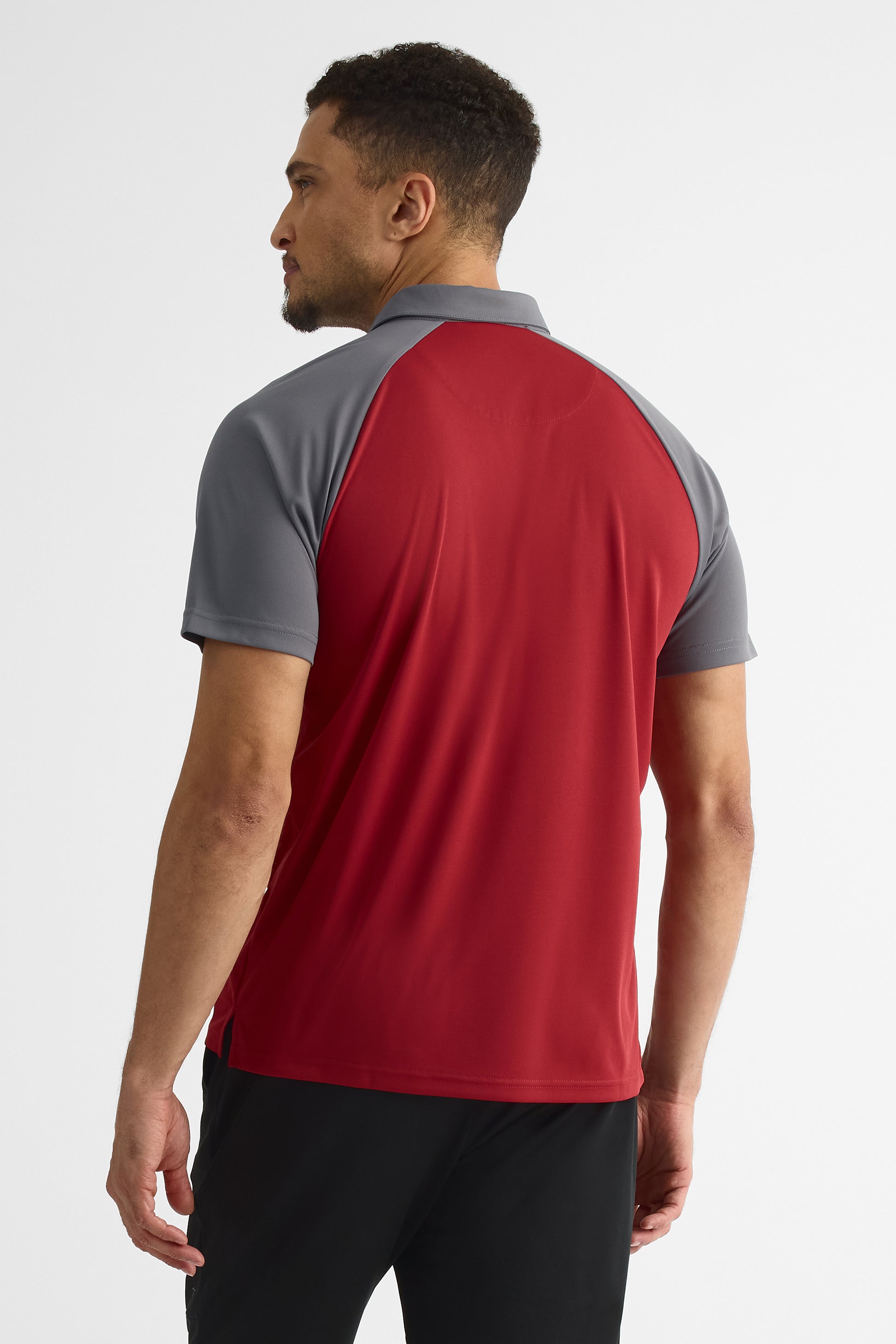 Chandail polo M/courtes color block – Homme && ROUGE