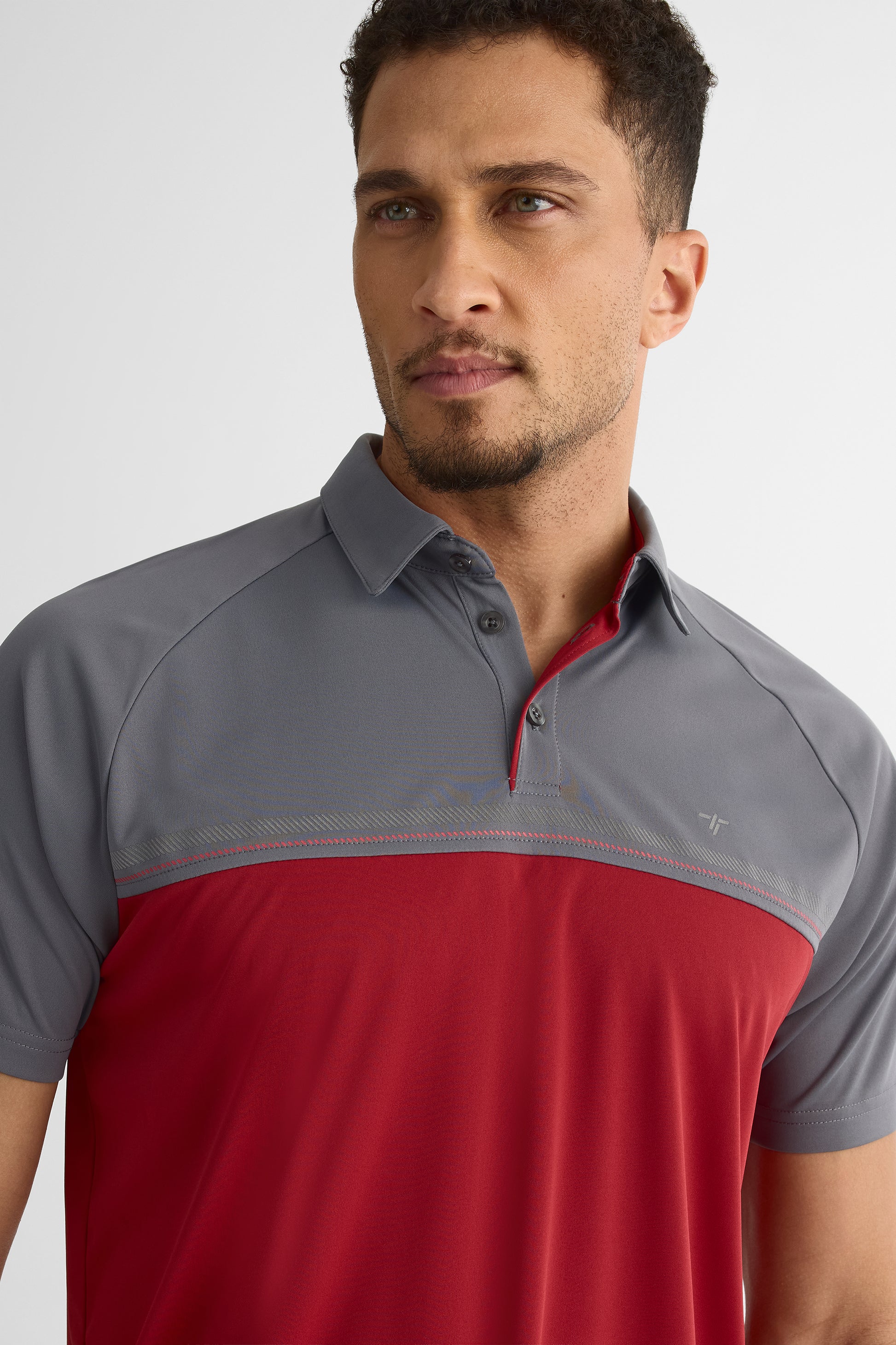 Chandail polo M/courtes color block – Homme && ROUGE