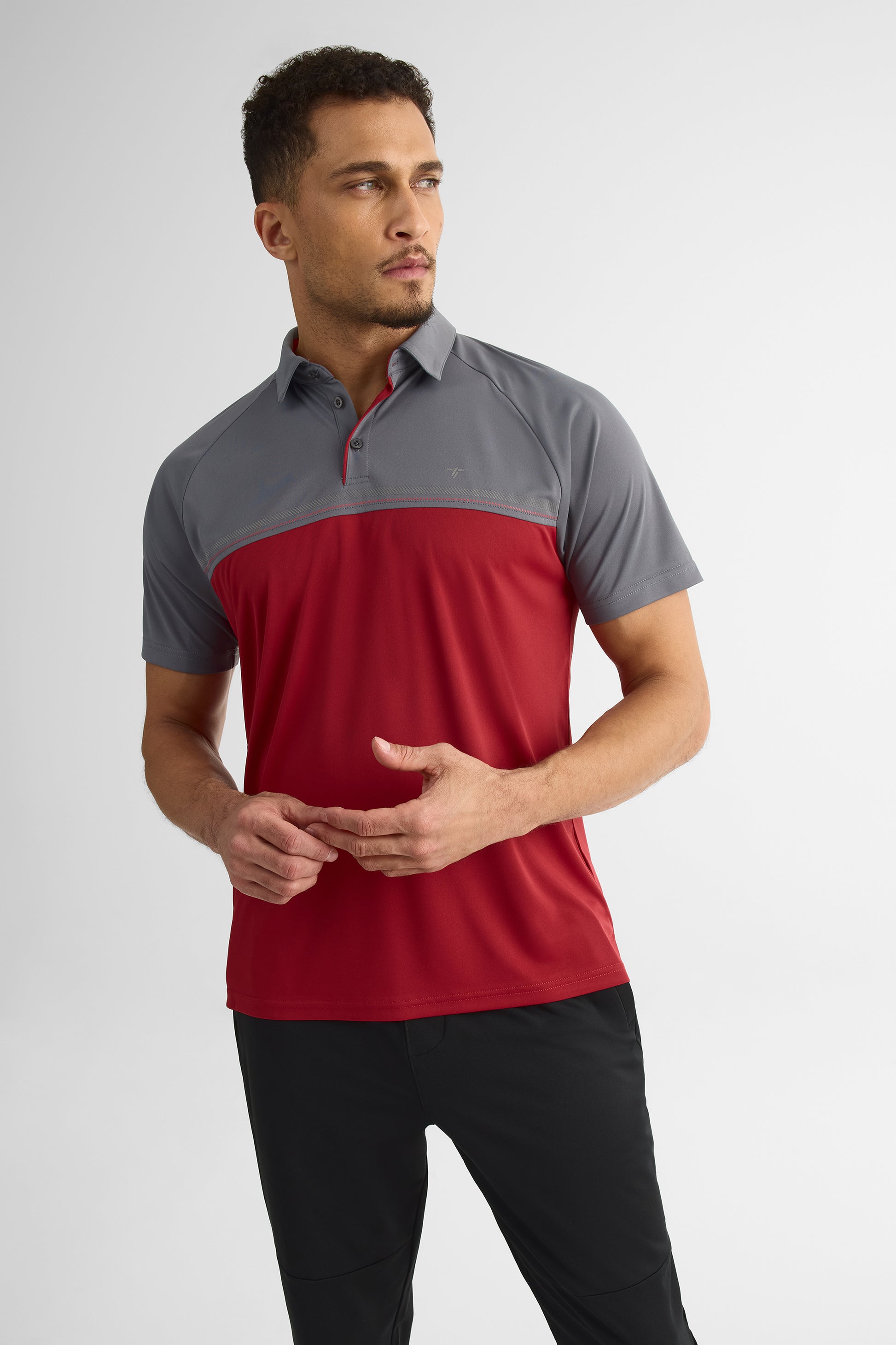 Chandail polo M/courtes color block – Homme && ROUGE