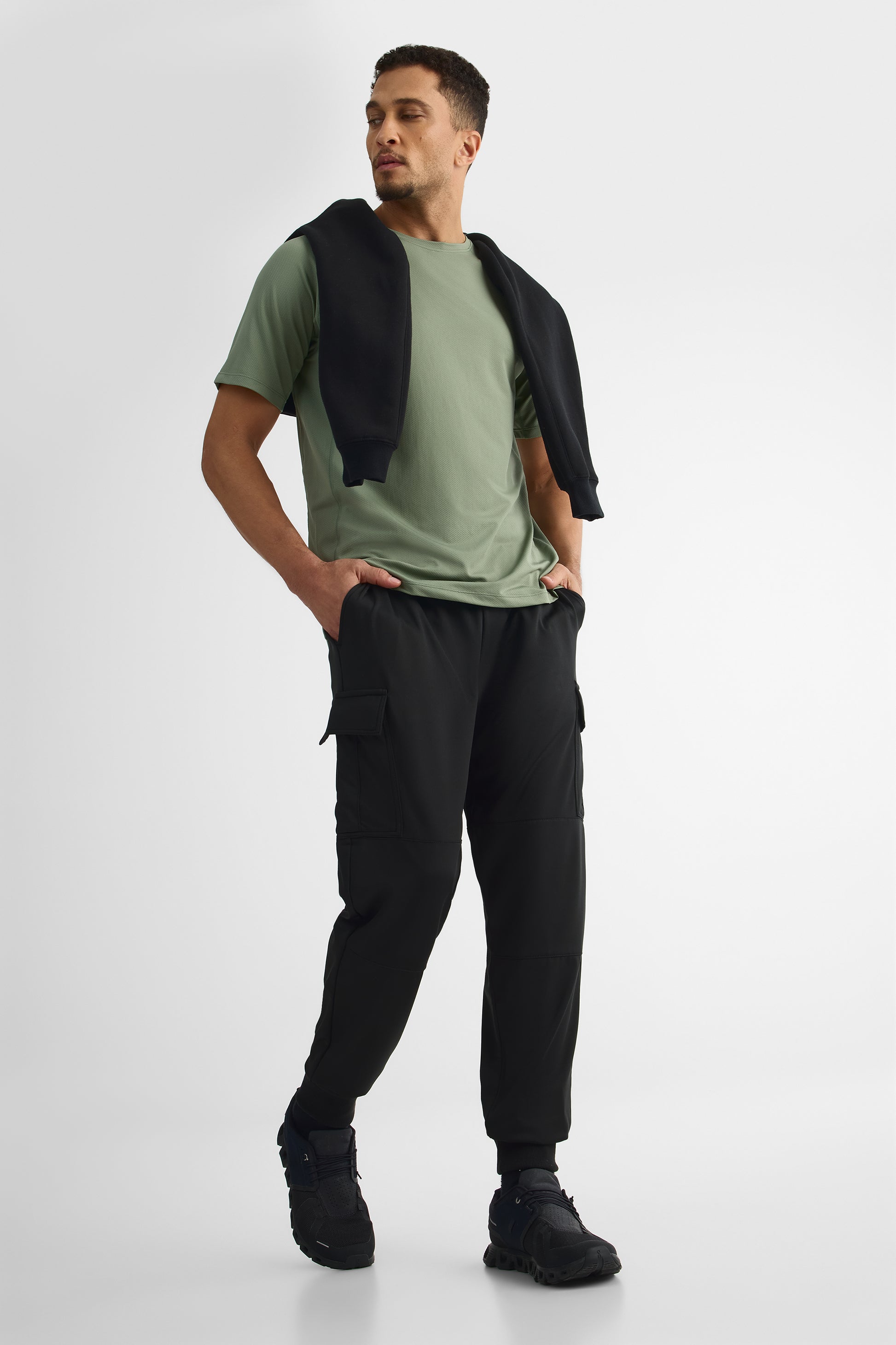 Pantalon cargo sport élastique – Homme && NOIR