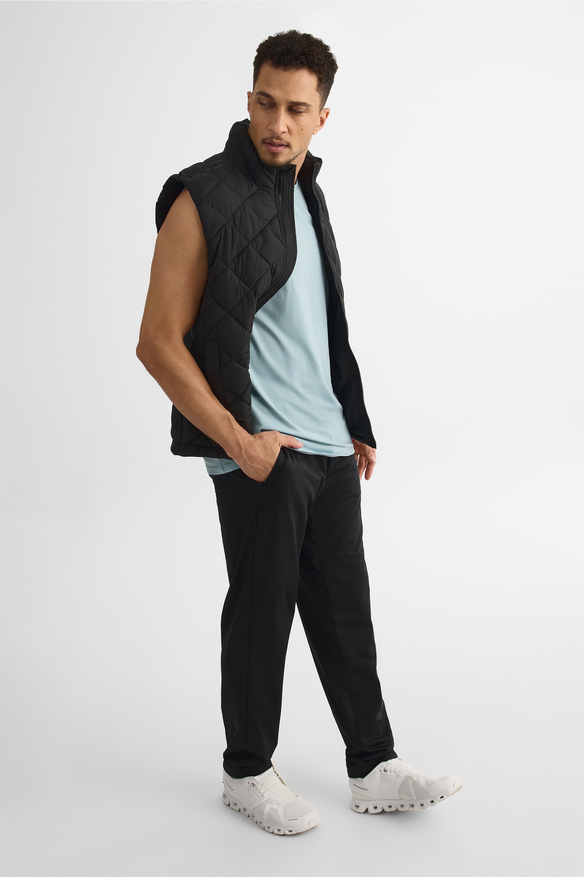 Pantalon slim fit élastique - Homme && NOIR