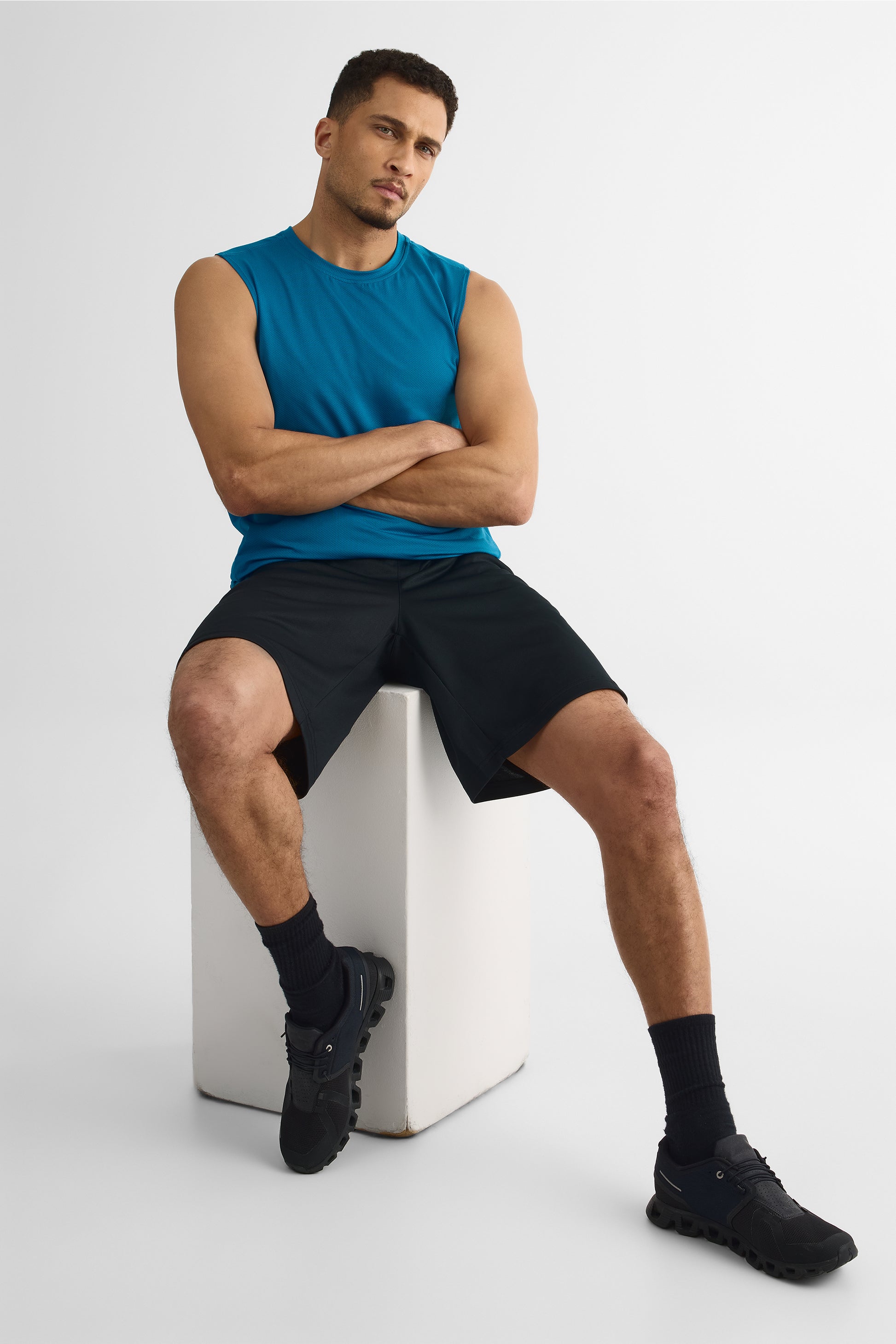 Short de sport élastique avec poches - Homme && NOIR
