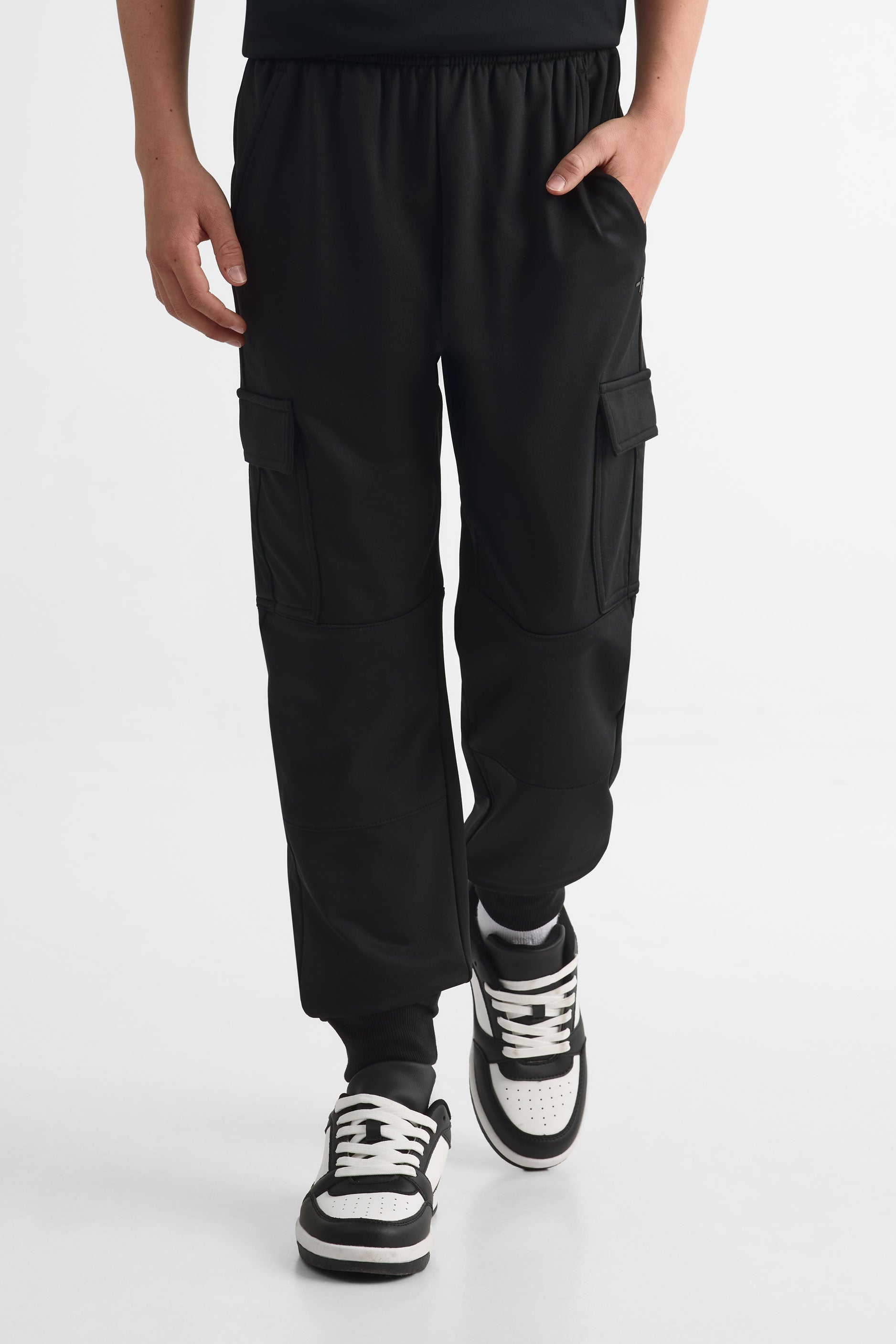 Jogger ouaté cargo élastique - Ado garçon && NOIR