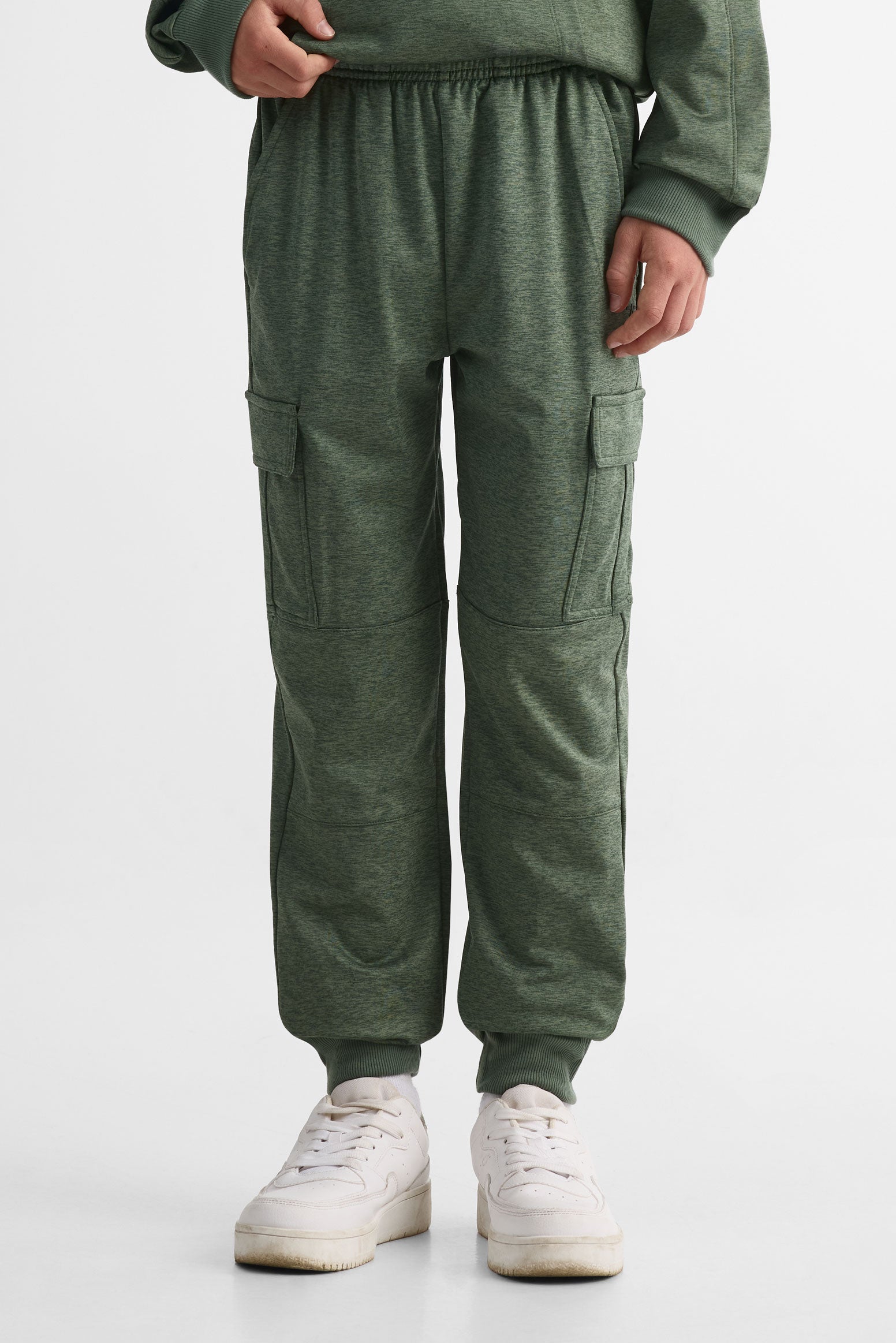 Jogger ouaté cargo élastique - Ado garçon && VERT MIXTE
