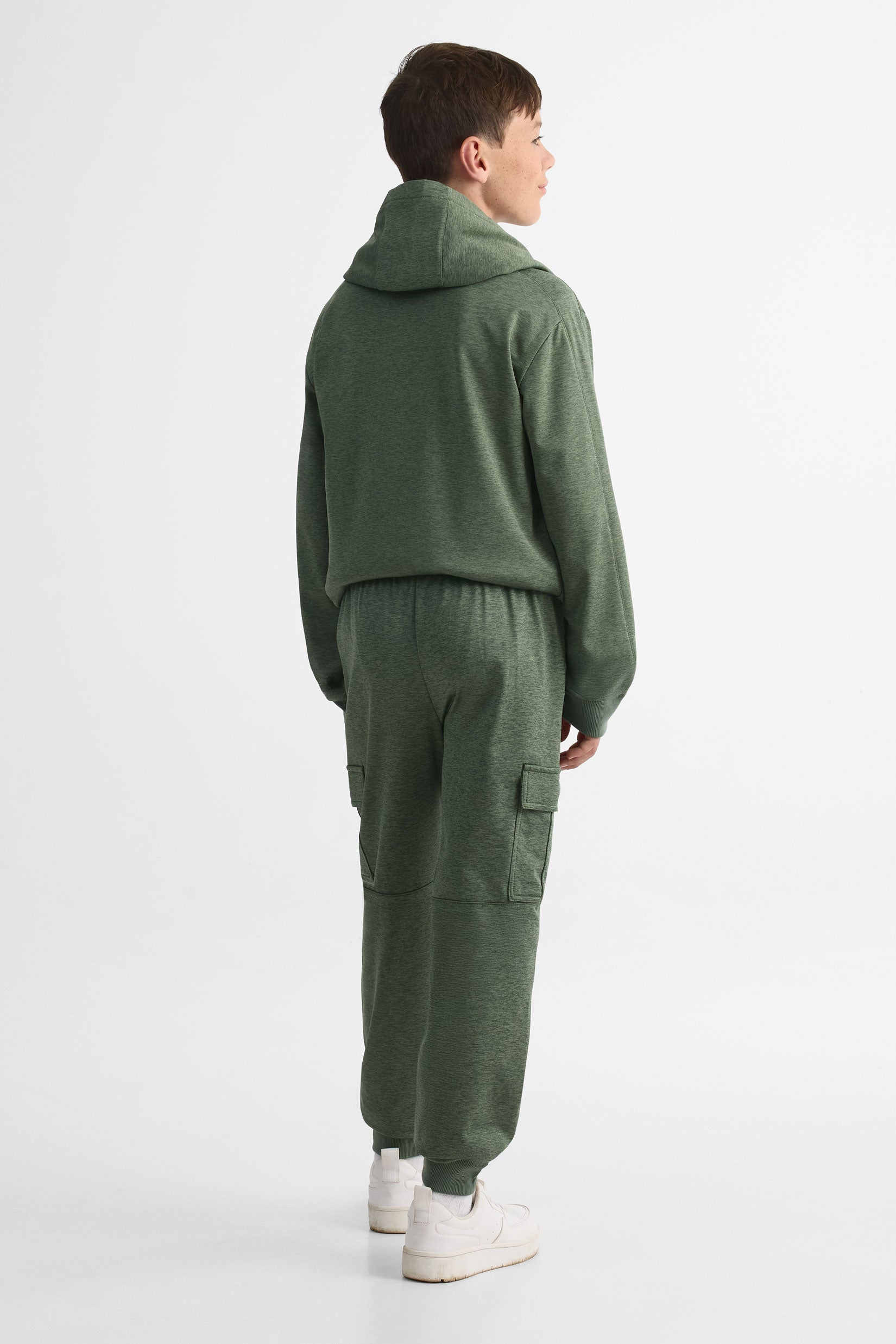Jogger ouaté cargo élastique - Ado garçon && VERT MIXTE