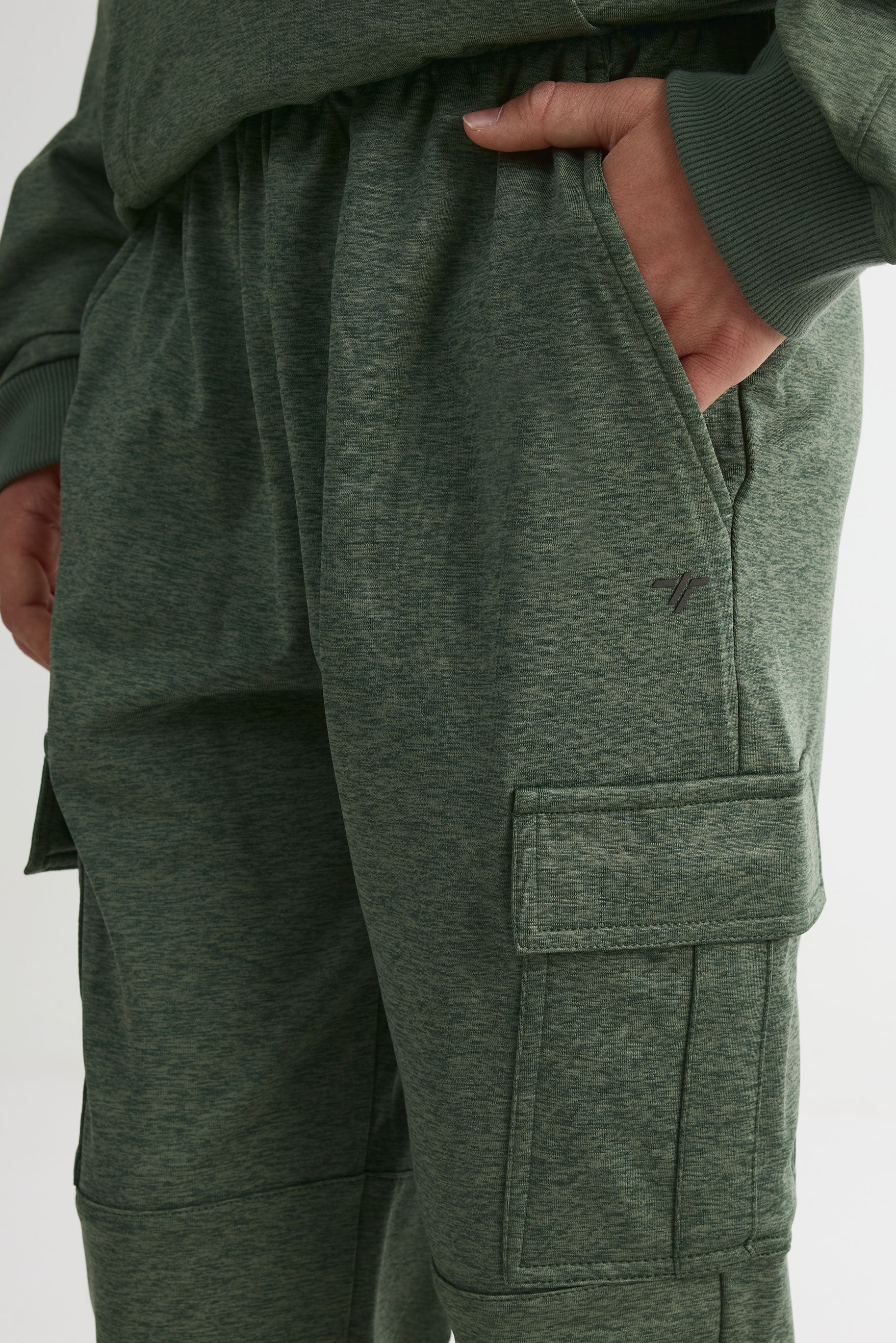 Jogger ouaté cargo élastique - Ado garçon && VERT MIXTE