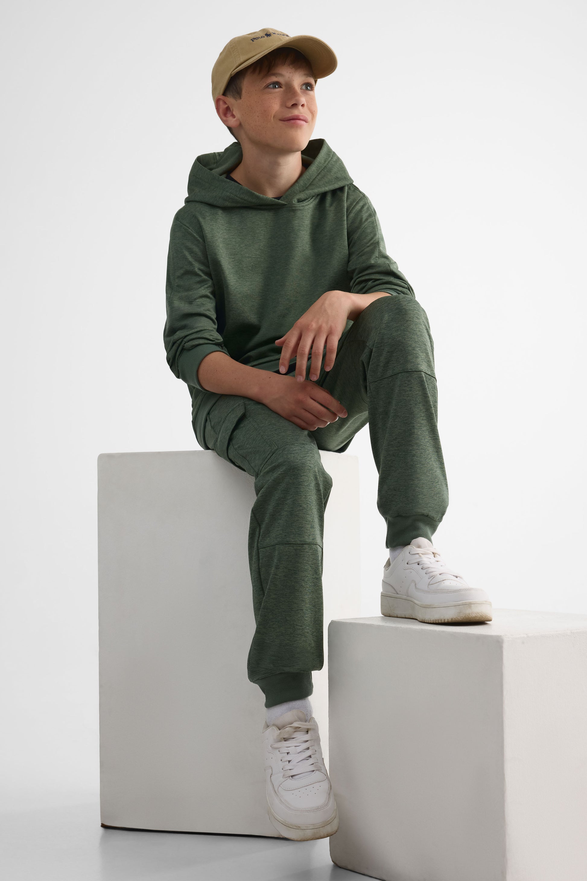 Jogger ouaté cargo élastique - Ado garçon && VERT MIXTE