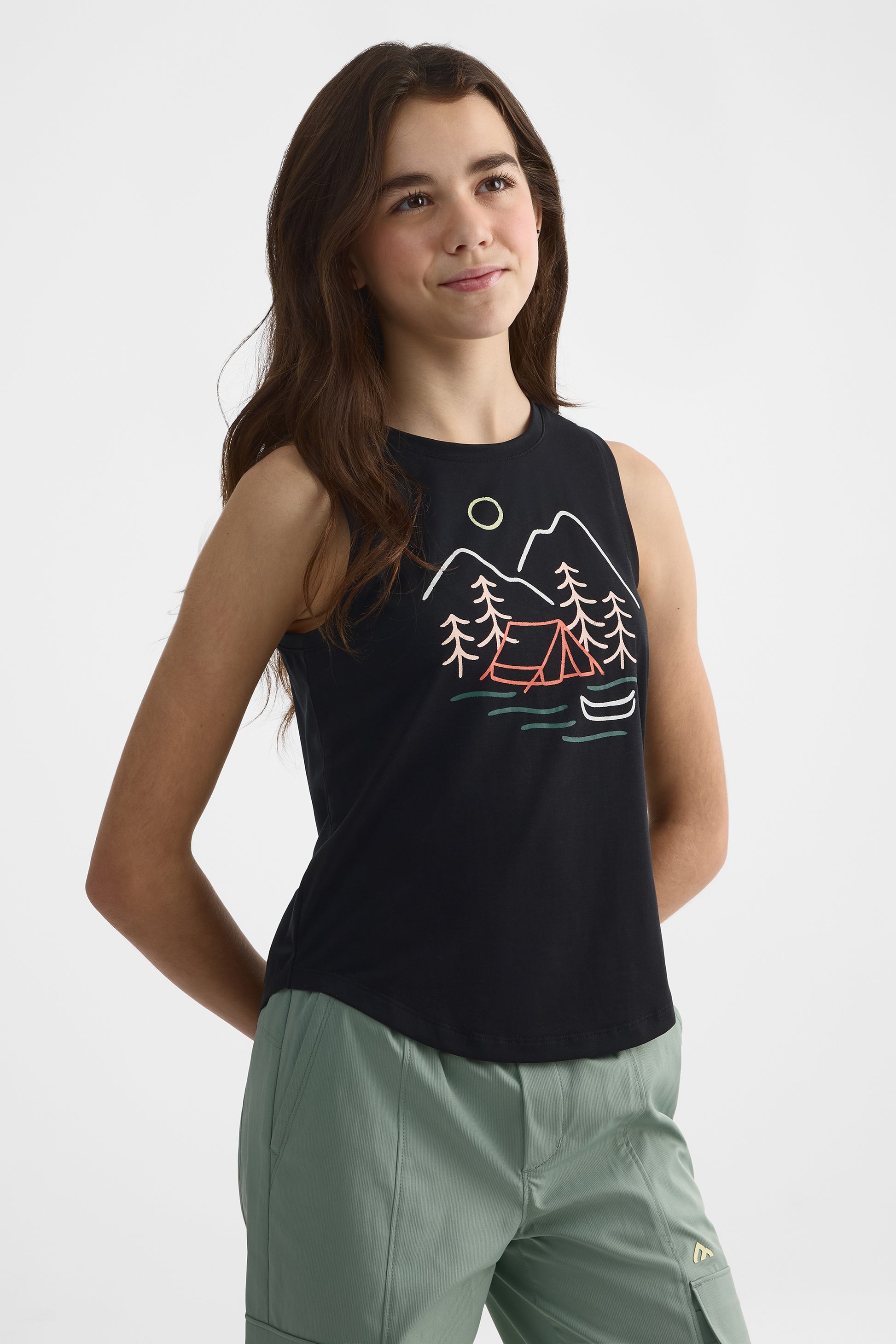 Camisole col rond imprimé graphique - Bébé fille && NOIR