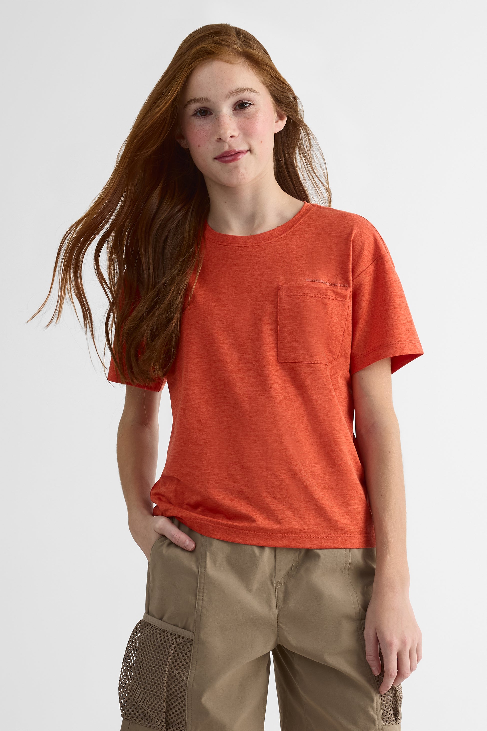 Chandail m/courtes col rond - Enfant fille && ORANGE