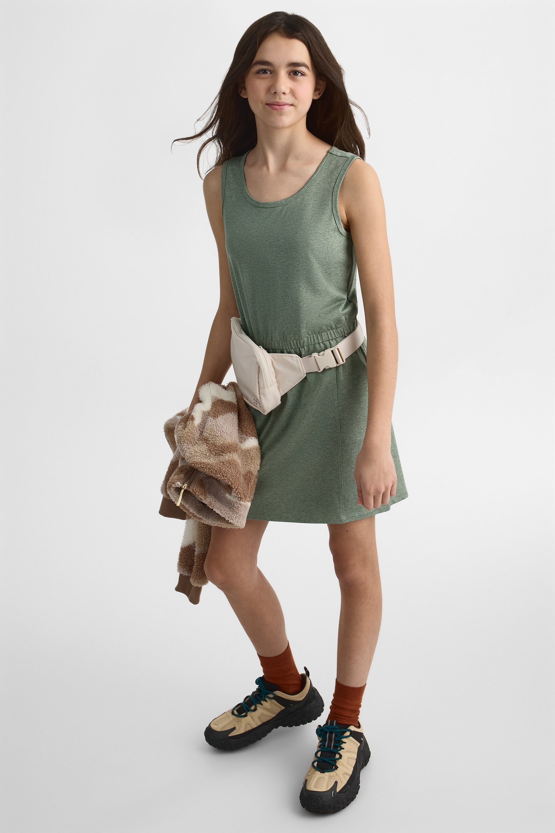 Robe m/courtes élastique avec poches - Ado fille && VERT MIXTE