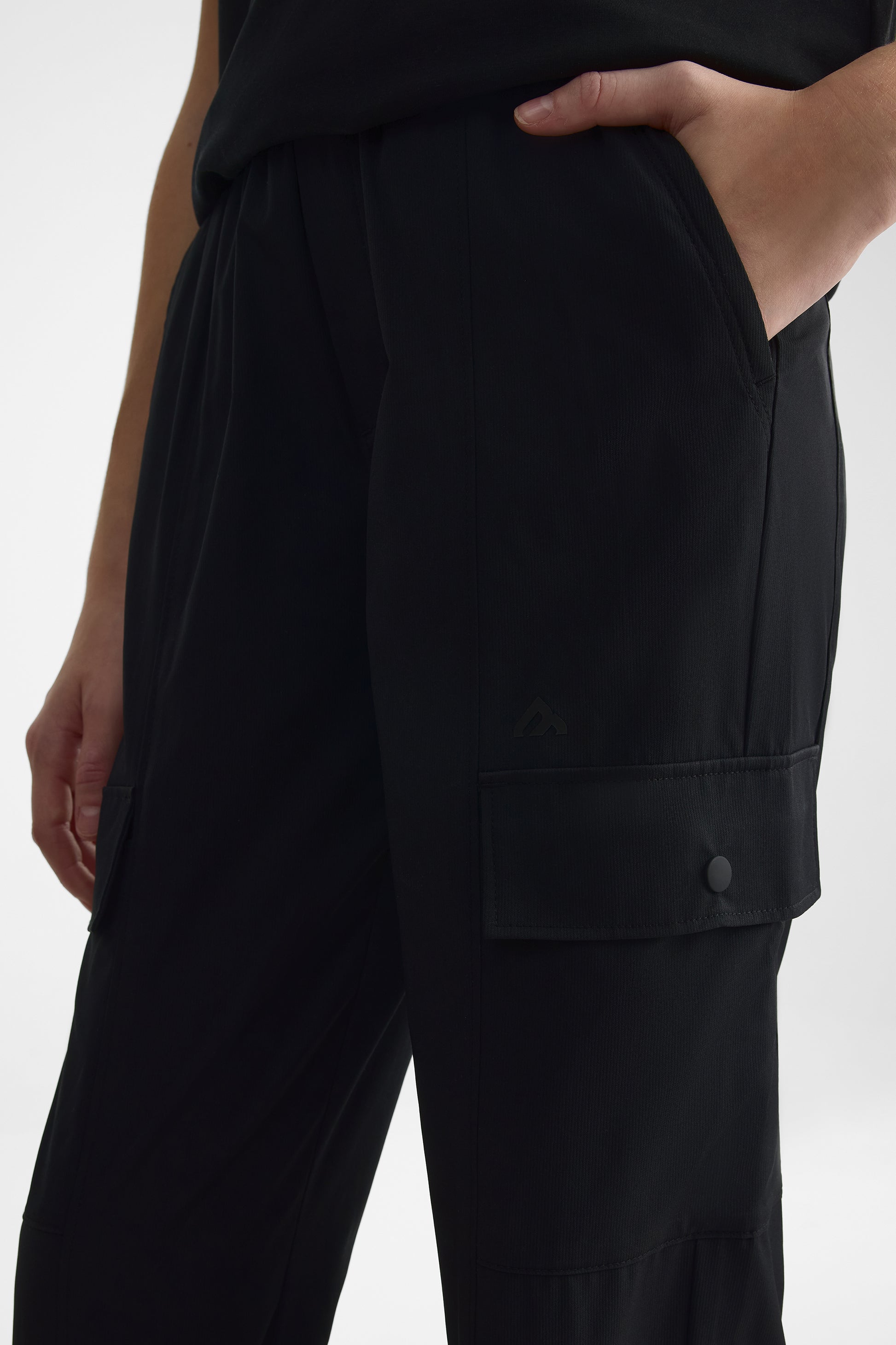Pantalon cargo élastique avec poches - Ado fille && NOIR