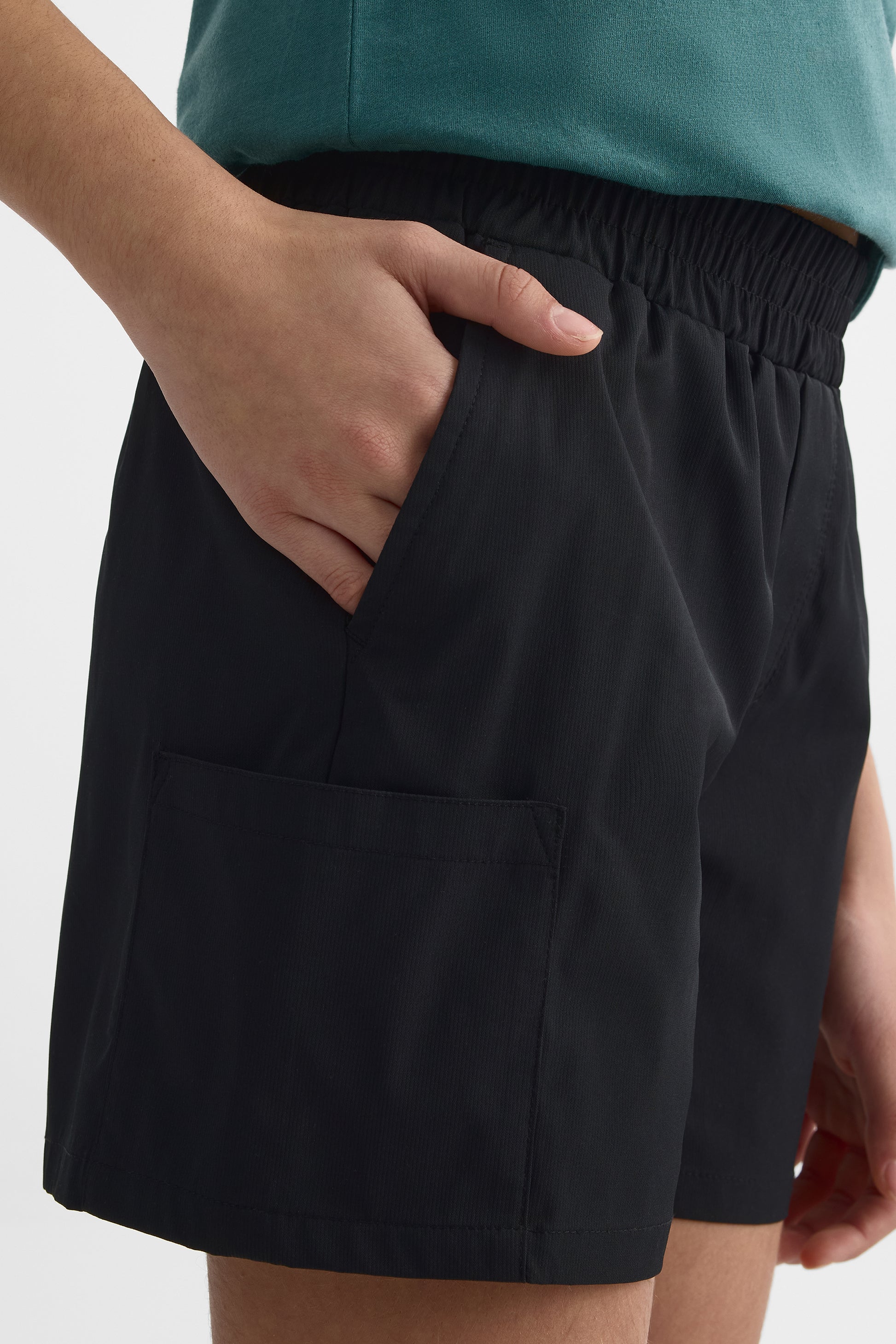 Short cargo élastique avec poches - Ado fille && NOIR