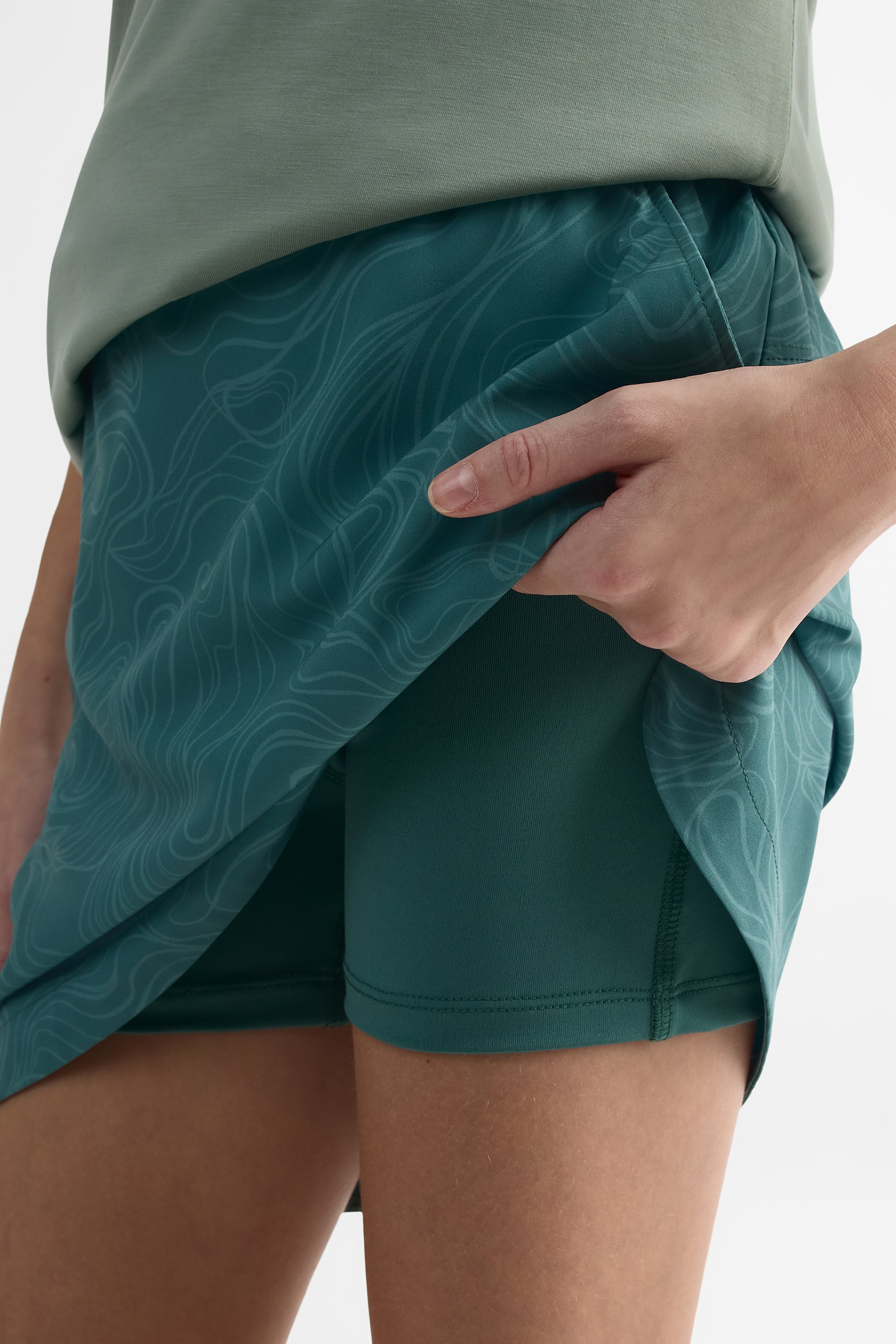 Jupe-short intégrée en techno poplin - Ado fille && VERT/MULTI