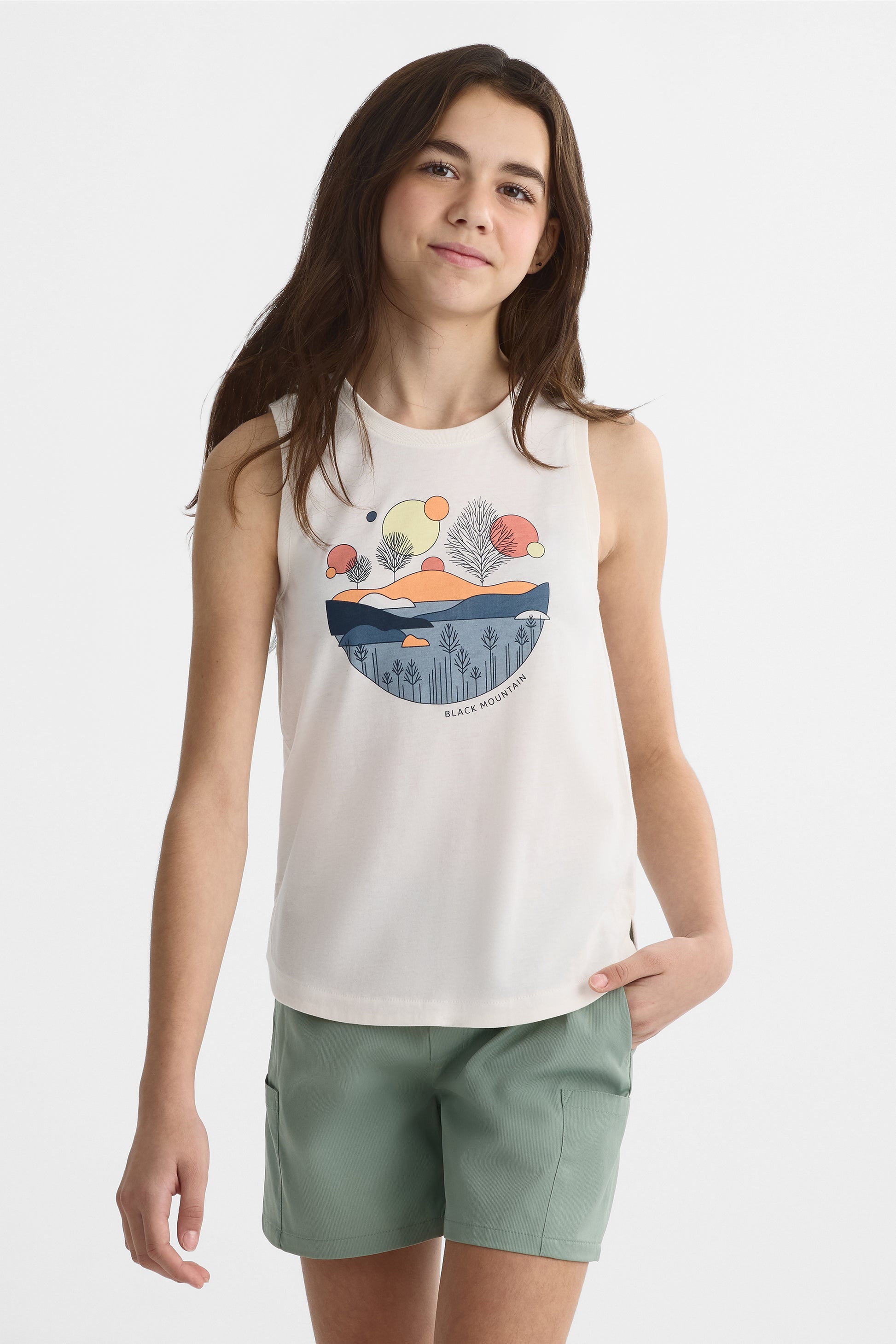 Camisole semi-ajustée avec imprimé graphique - Ado fille && BLANC