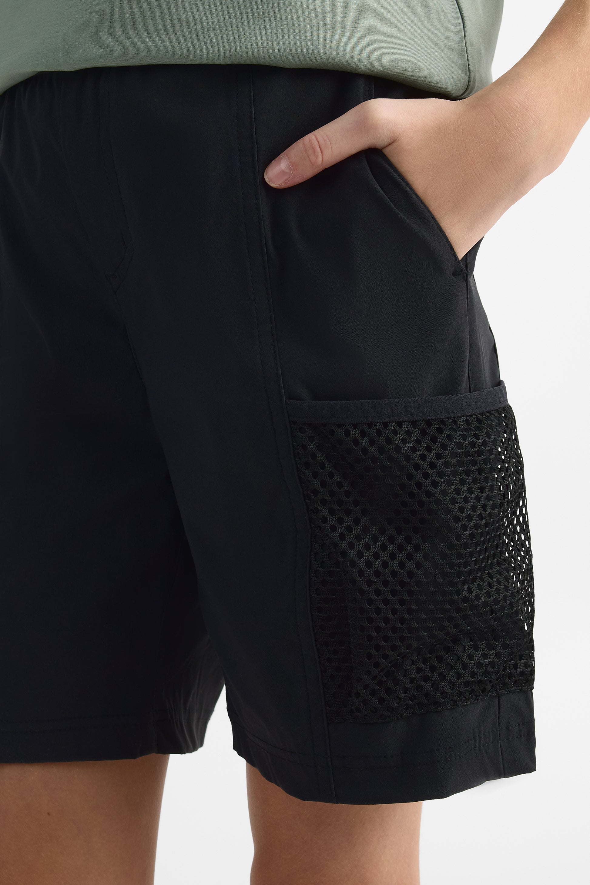 Short cargo élastique avec poches - Ado fille && NOIR