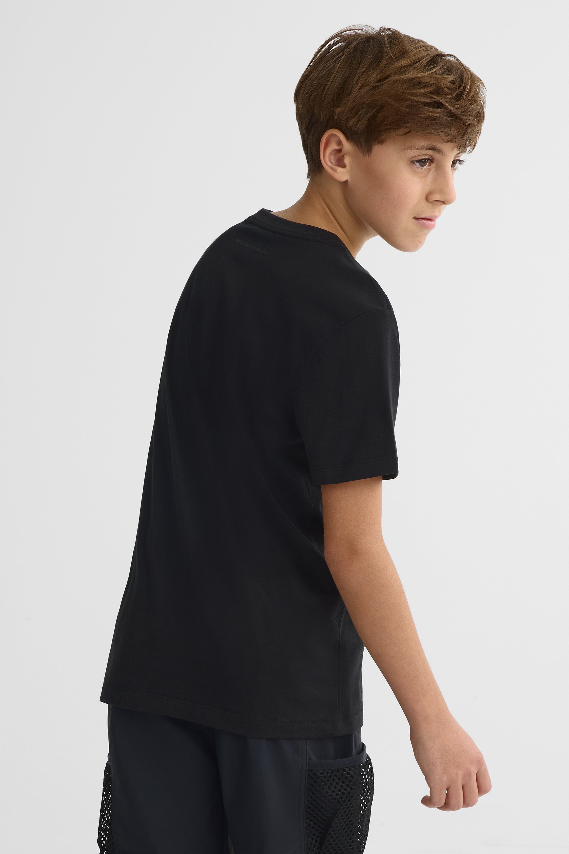 T-shirt graphique col rond en poly coton - Ado garçon && NOIR
