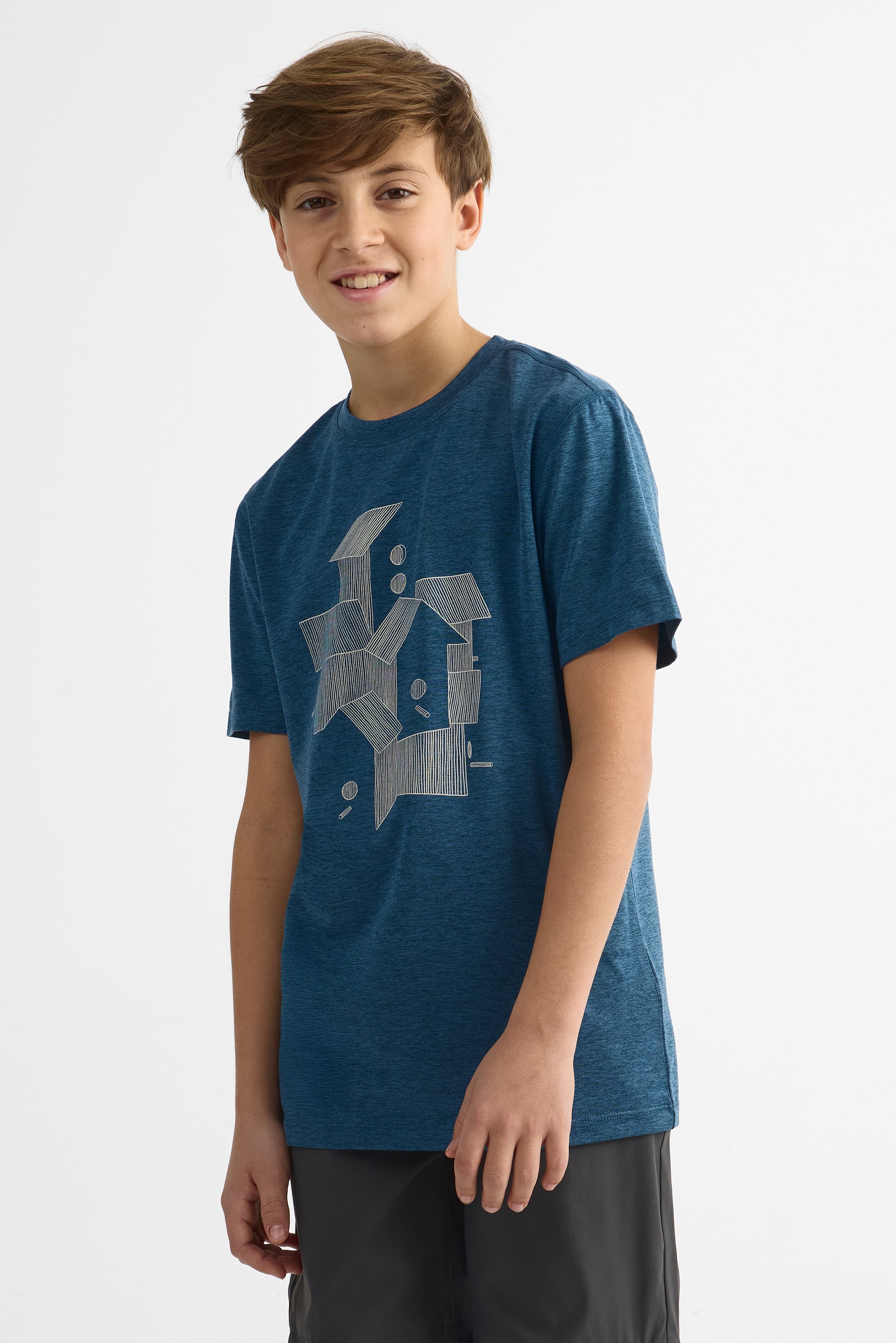 T-shirt graphique semi-ajusté – Ado garçon && GRIS MIXTE