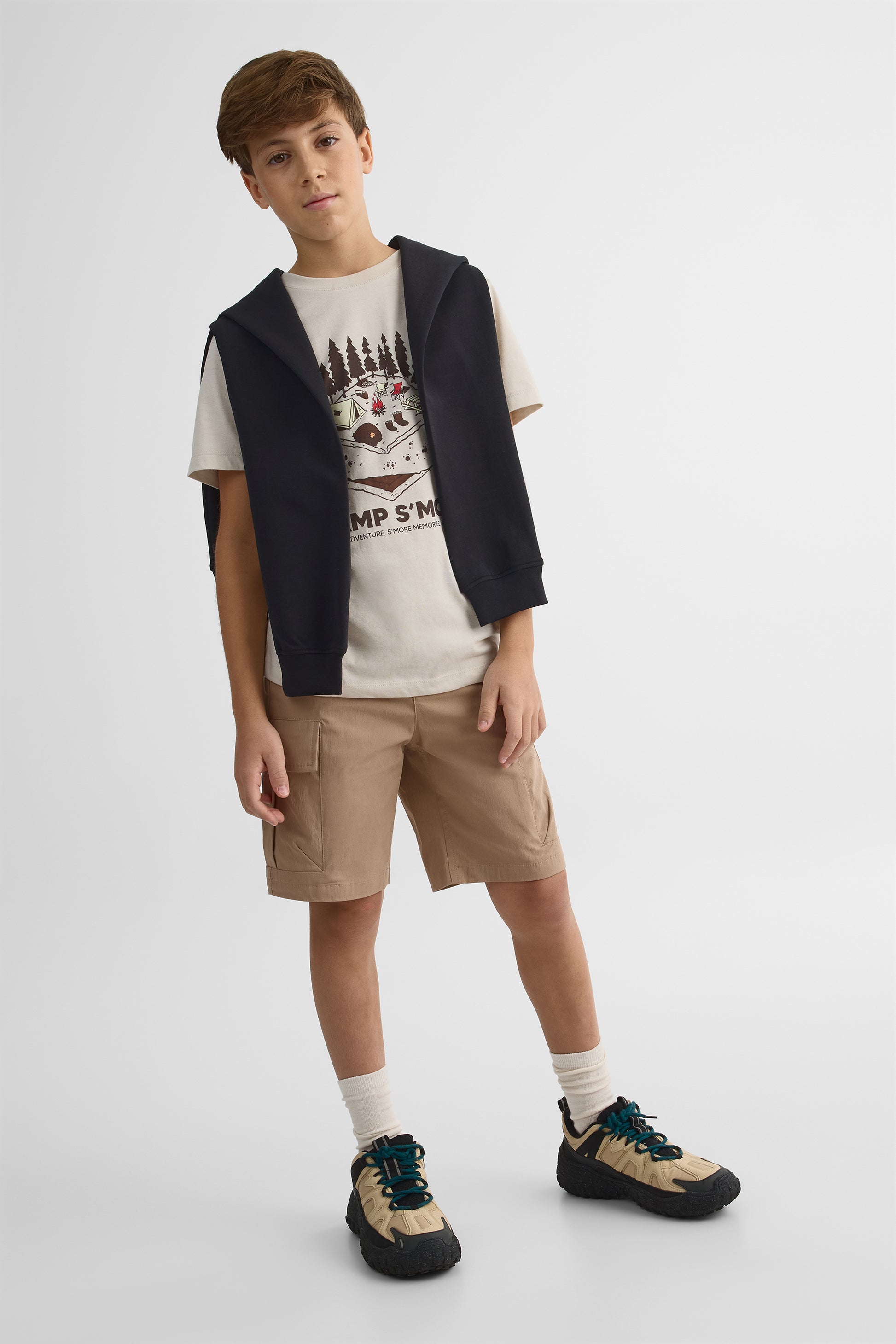Short cargo stretch avec poches - Ado garçon && TAUPE