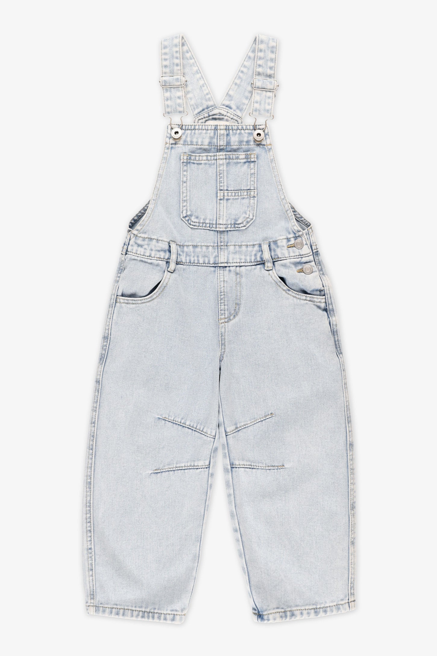 Salopette en denim coupe barrel - Enfant fille && DENIM PALE