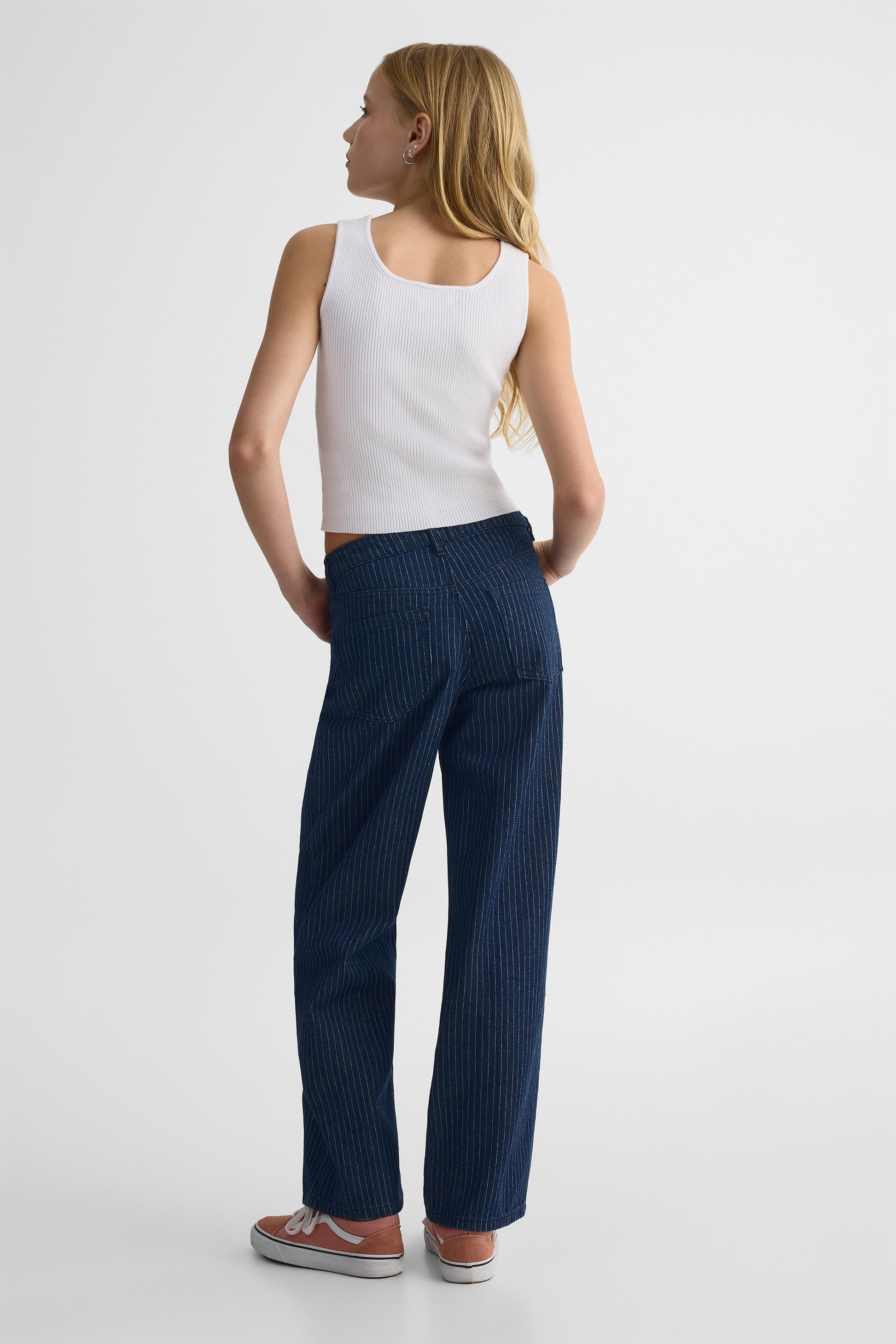 Pantalon baggy rayé en denim – Ado fille && DENIM/MULTI