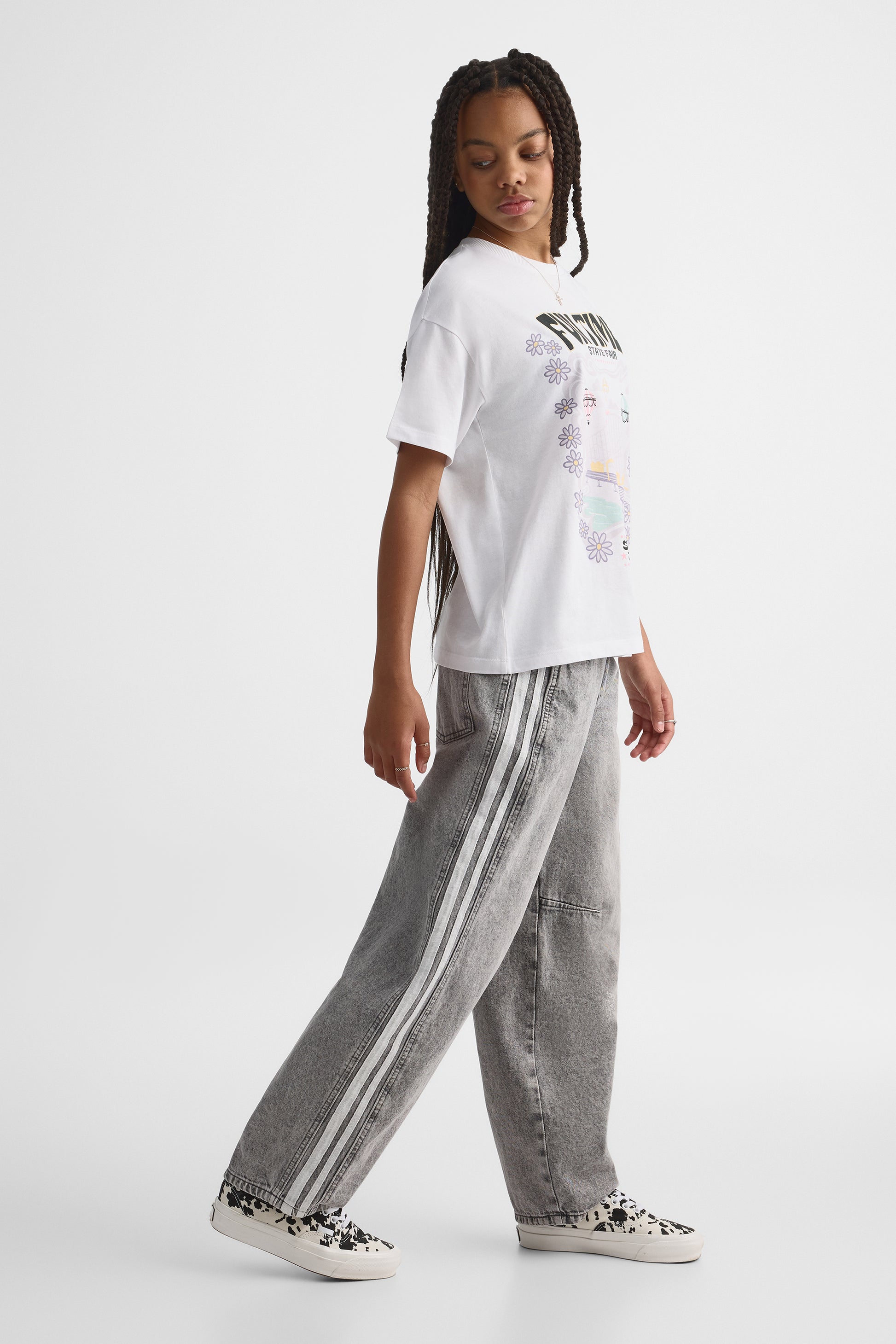 Pantalon baggy en denim, taille basse - Ado fille && DENIM GRIS