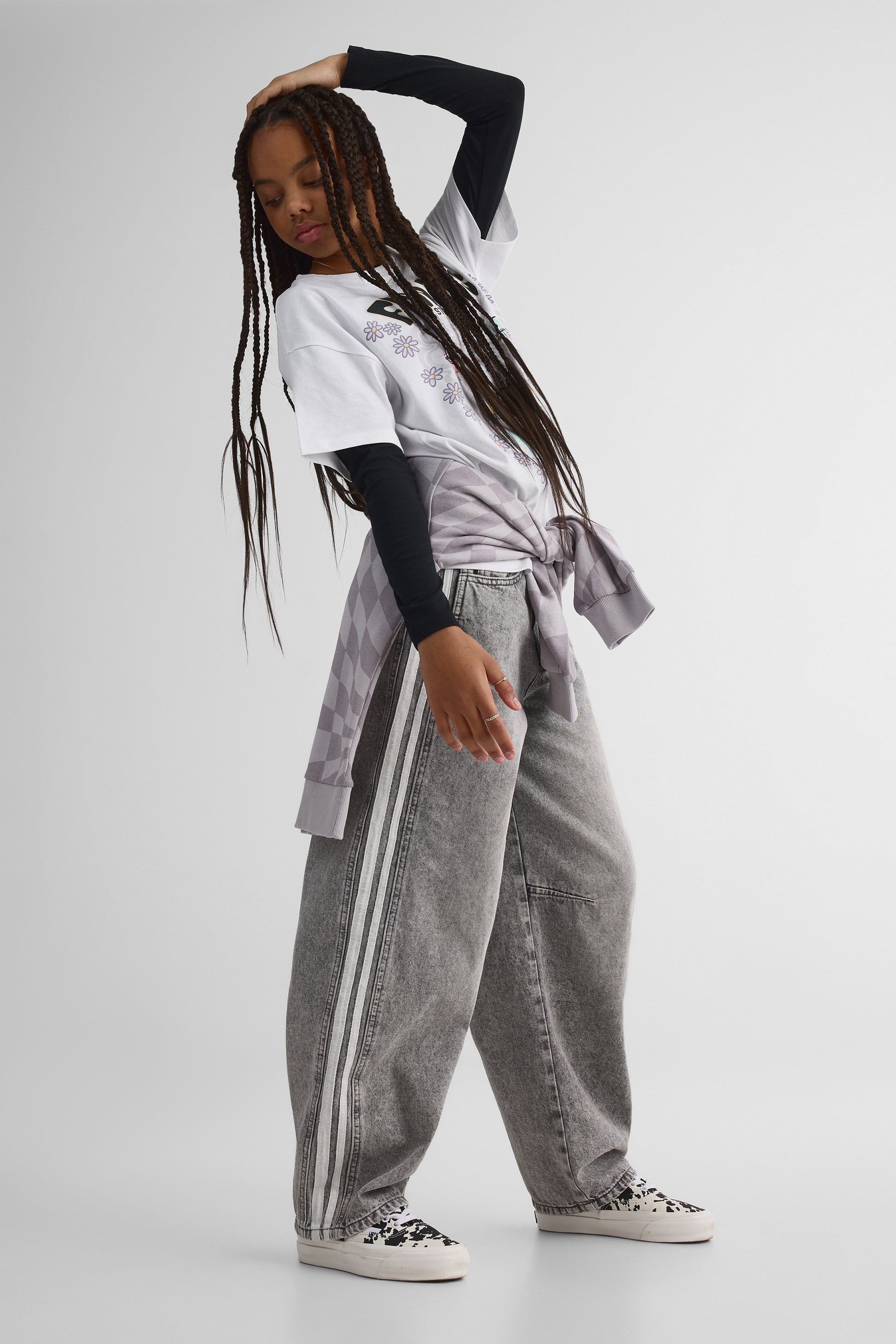 Pantalon baggy en denim, taille basse - Ado fille && DENIM GRIS