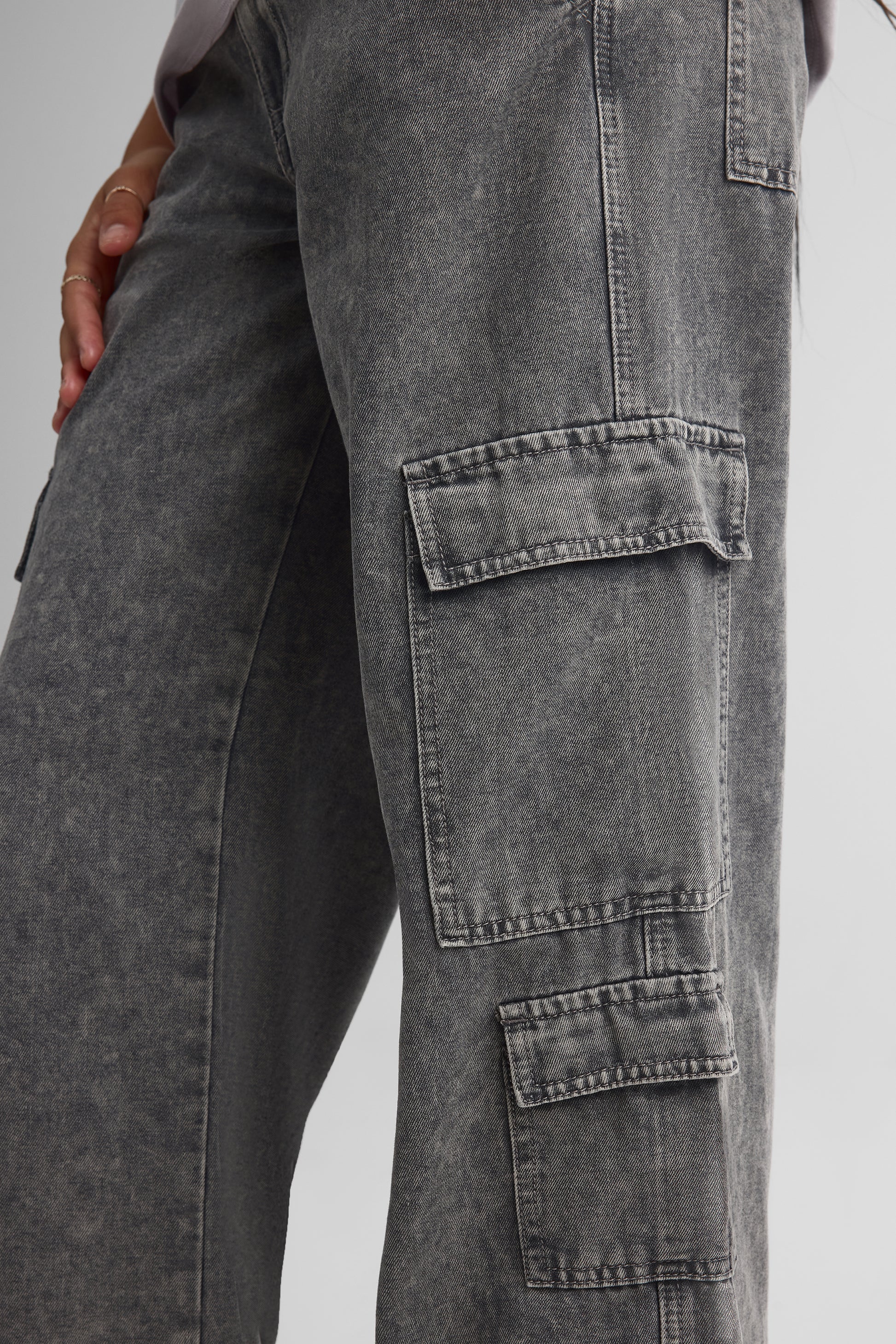 Pantalon cargo denim léger – Ado fille && DENIM GRIS