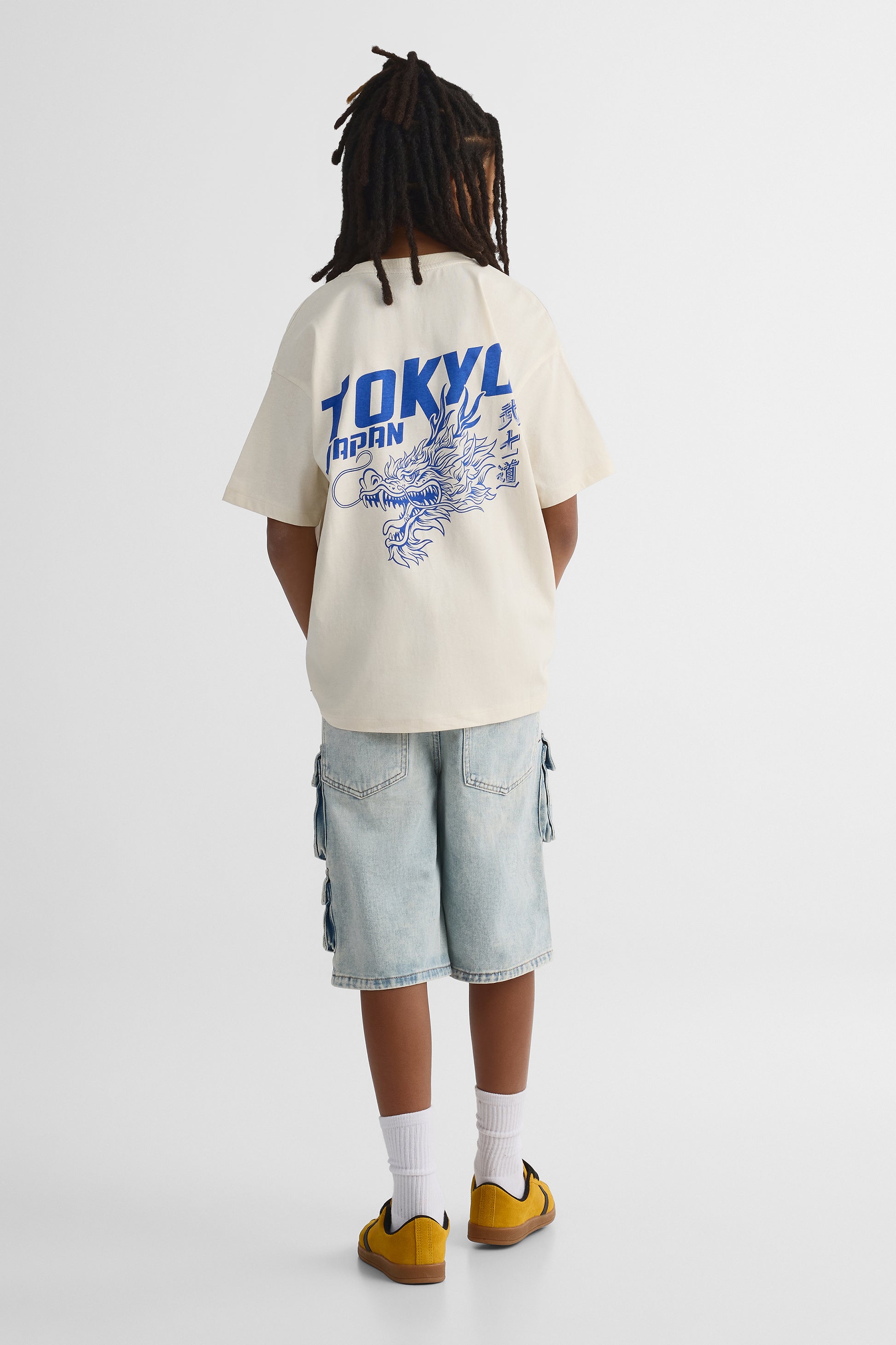 Baggy denim shorts with cargo pockets - Girl's teen && DENIM PALE