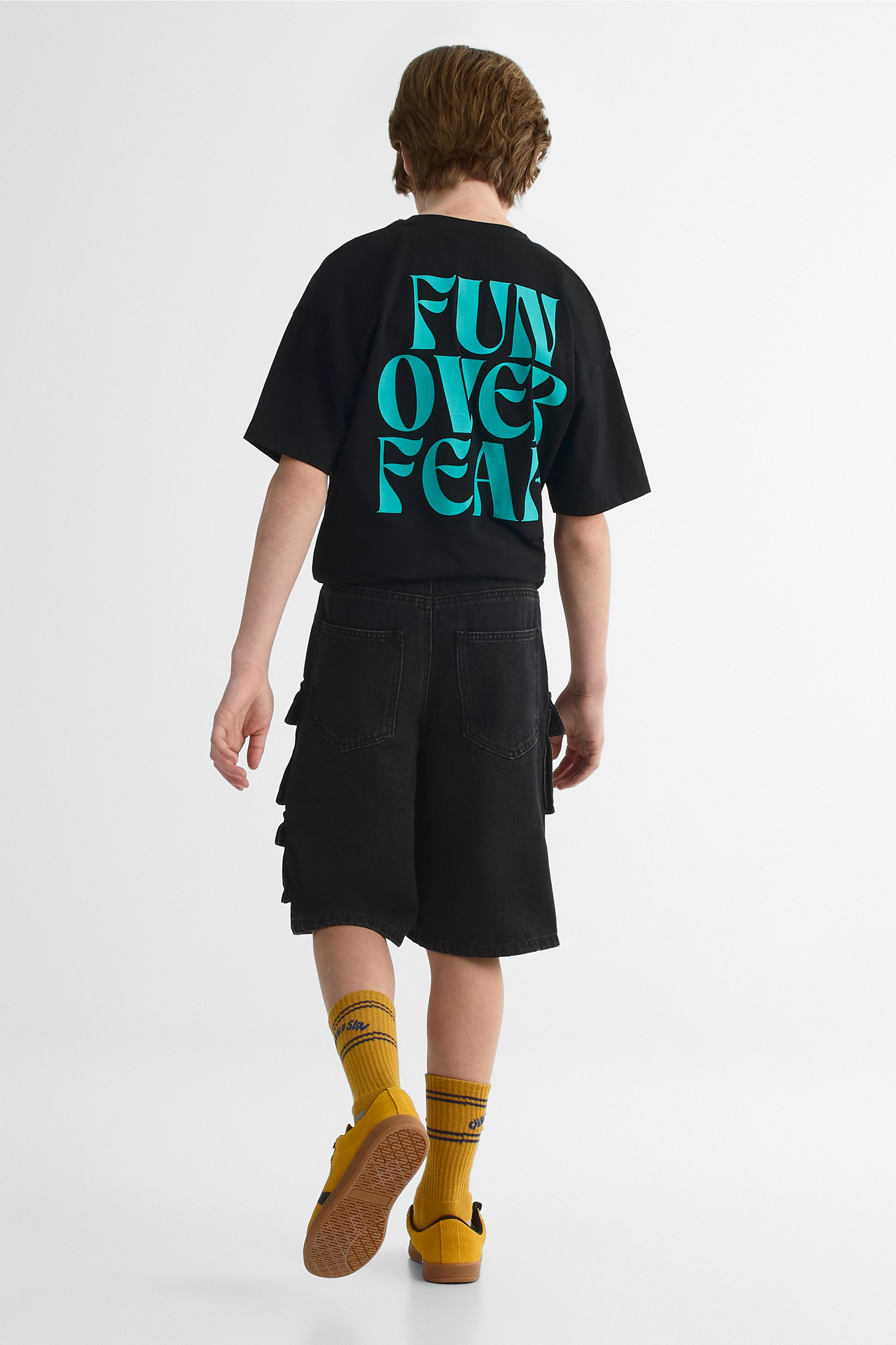Baggy denim shorts with cargo pockets - Girl's teen && DENIM NOIR