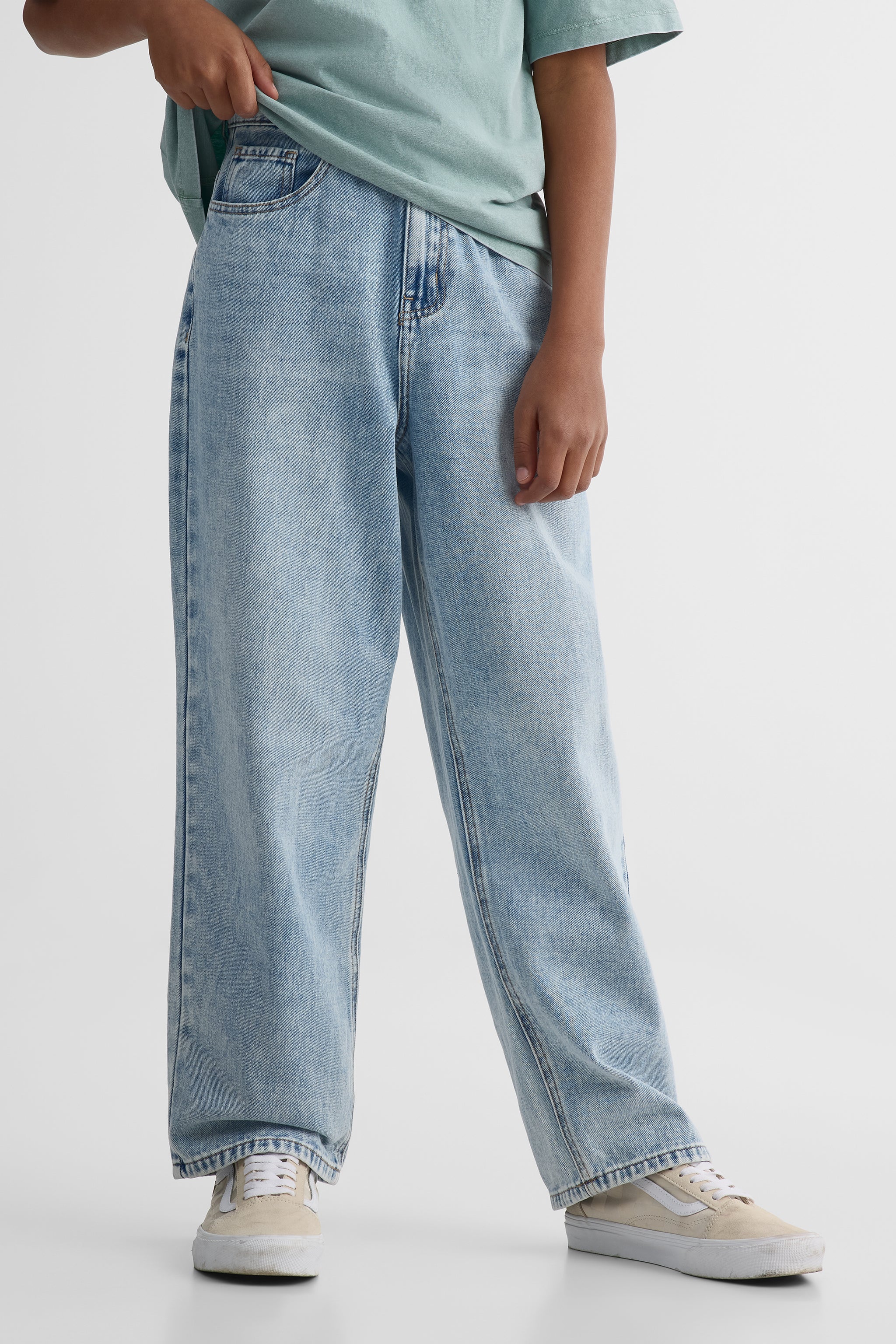 Pantalon baggy fit 5 poches en denim - Enfant garçon && DENIM PALE