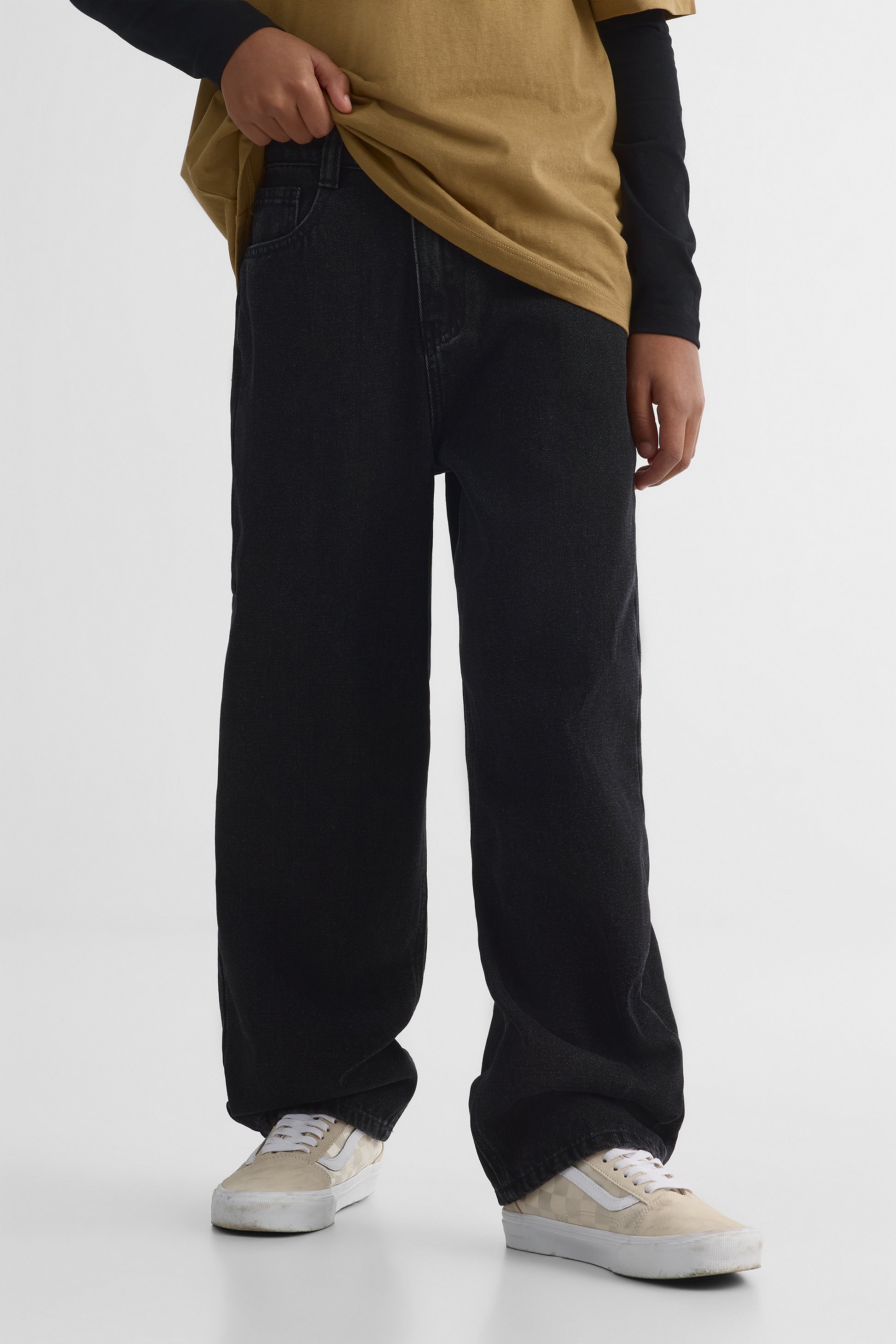 Pantalon baggy fit 5 poches en denim - Enfant garçon && DENIM NOIR