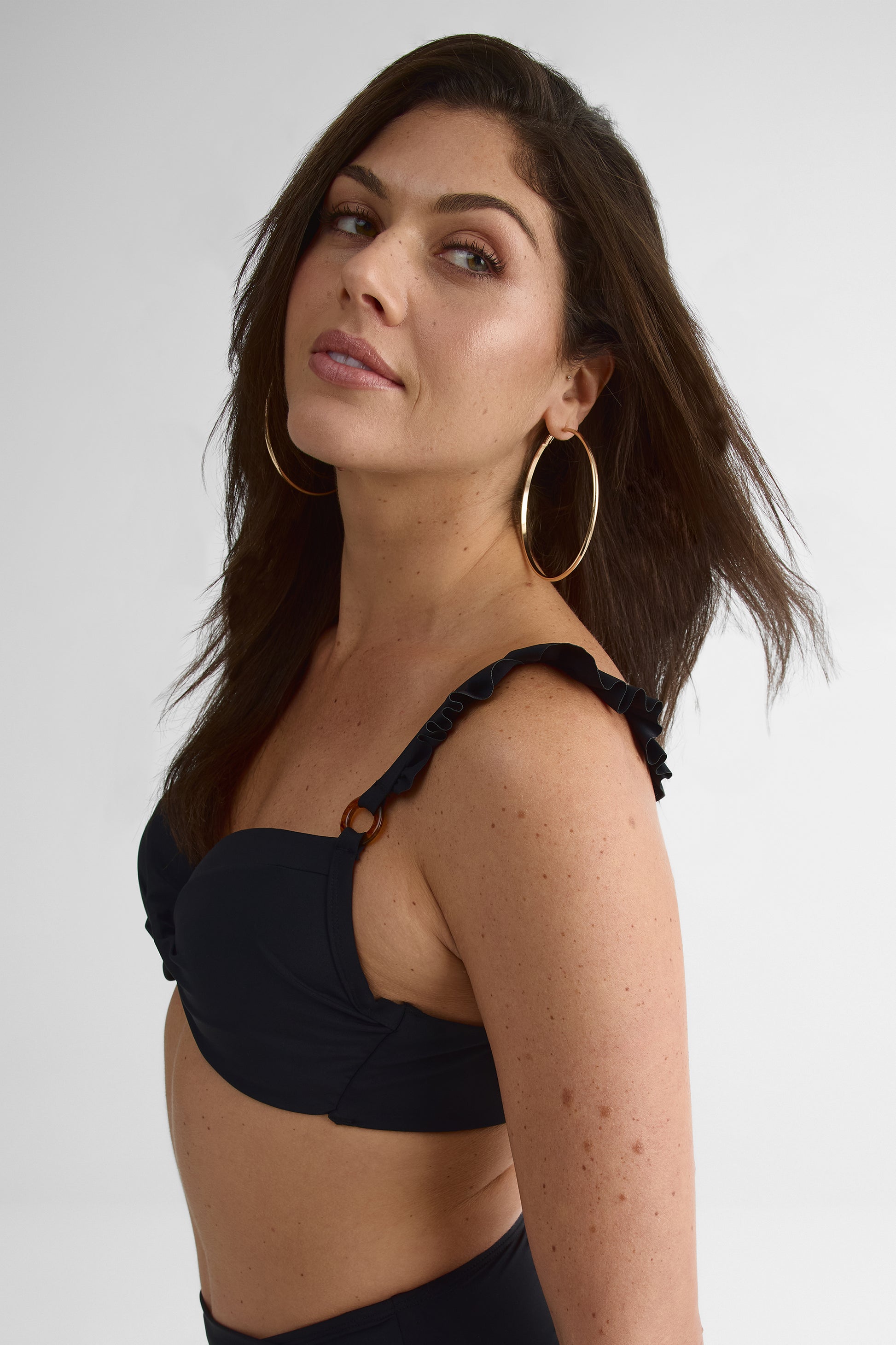 Haut de maillot D cup, dos noué - Femme && NOIR