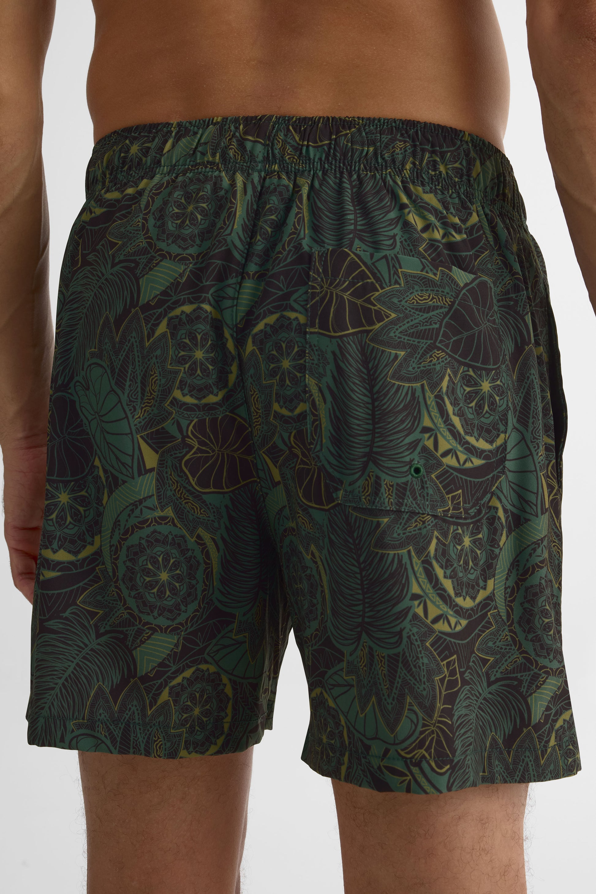 Maillot de bain élastique avec poches – Homme && VERT/MULTI