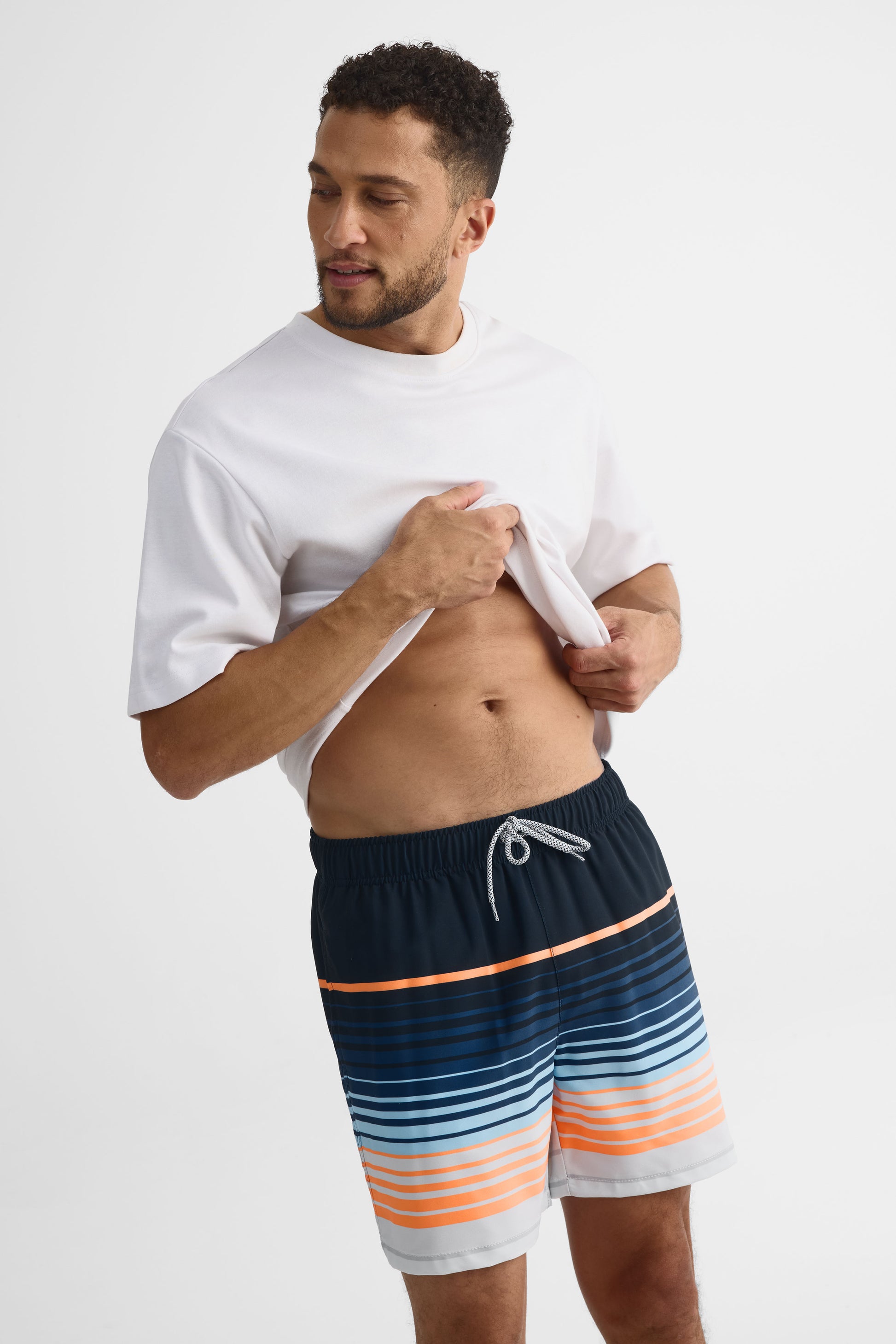 Maillot de bain élastique avec poches – Homme && ORANGE MULTI