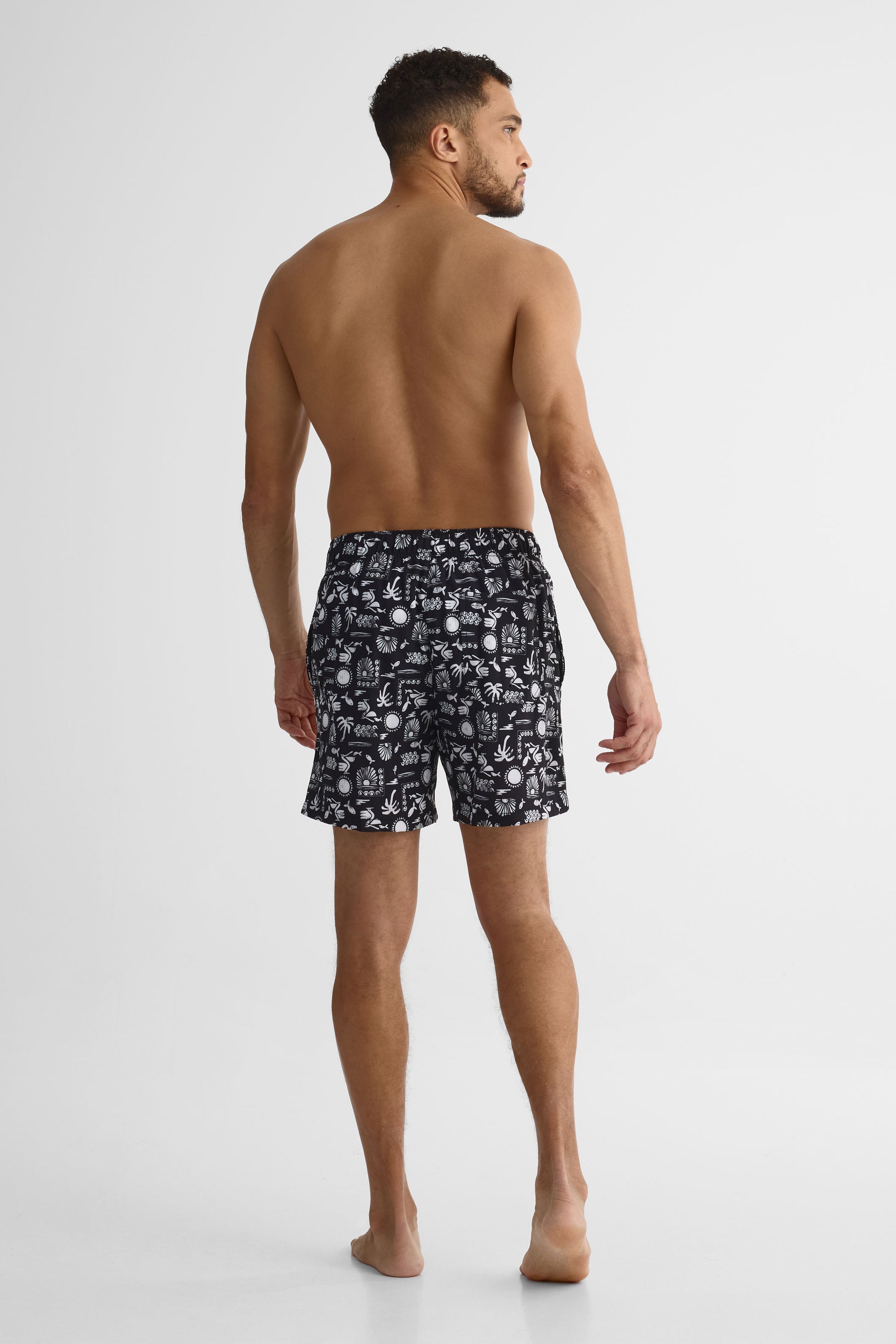 Maillot de bain élastique avec poches – Homme && BLANC MULTI