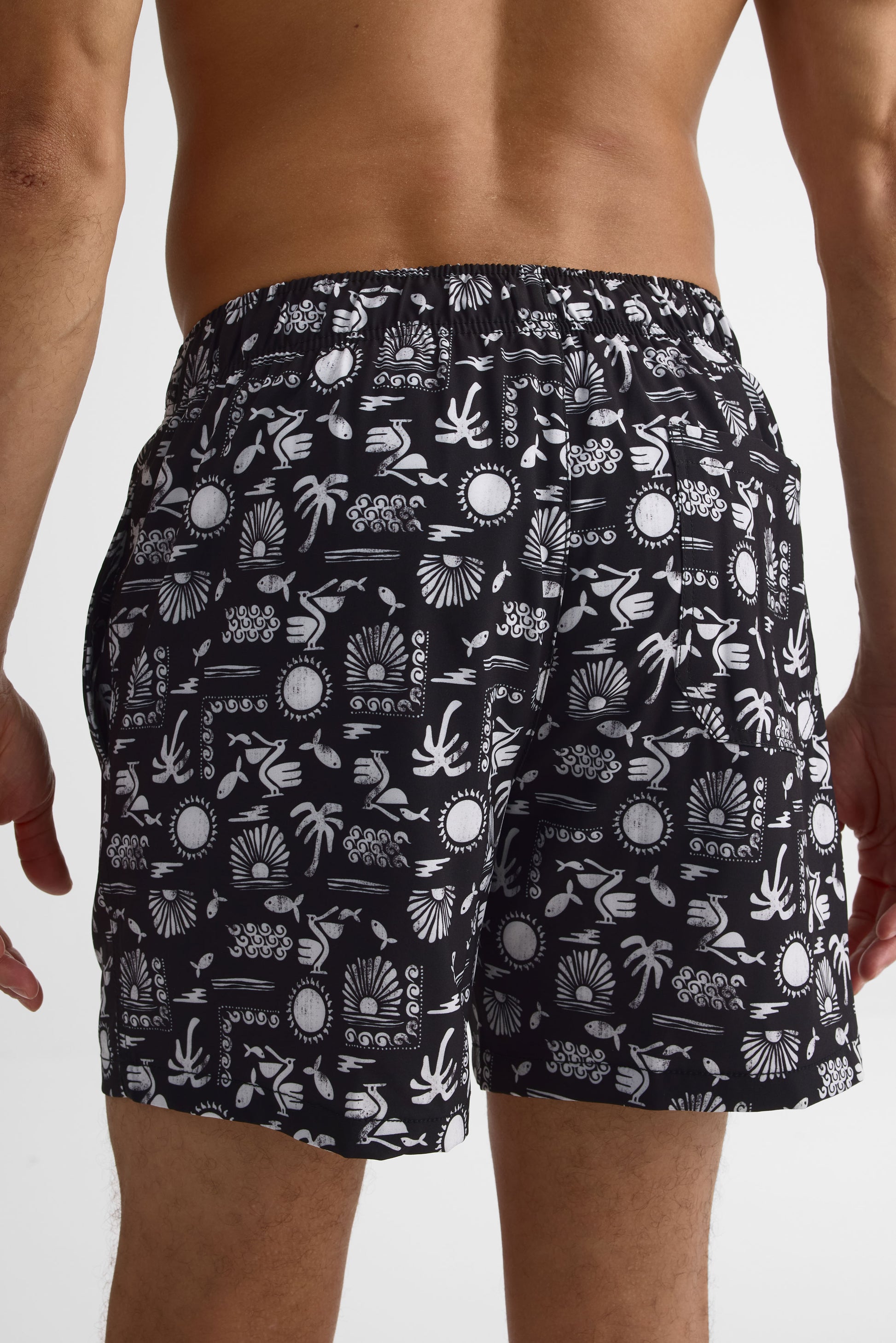 Maillot de bain élastique avec poches – Homme && BLANC MULTI