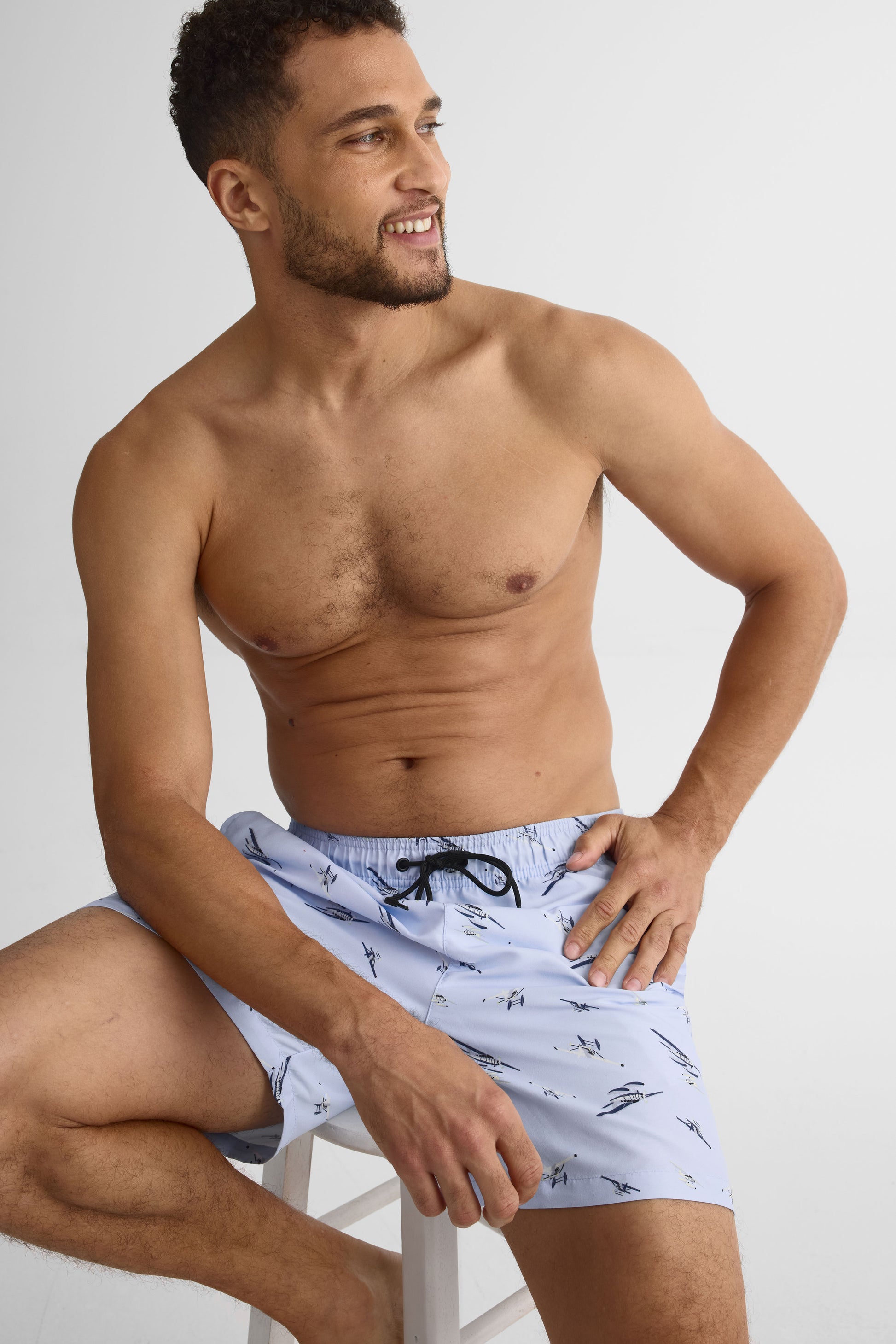 Maillot de bain boardshort imprimé – Homme && BLEU MULTI